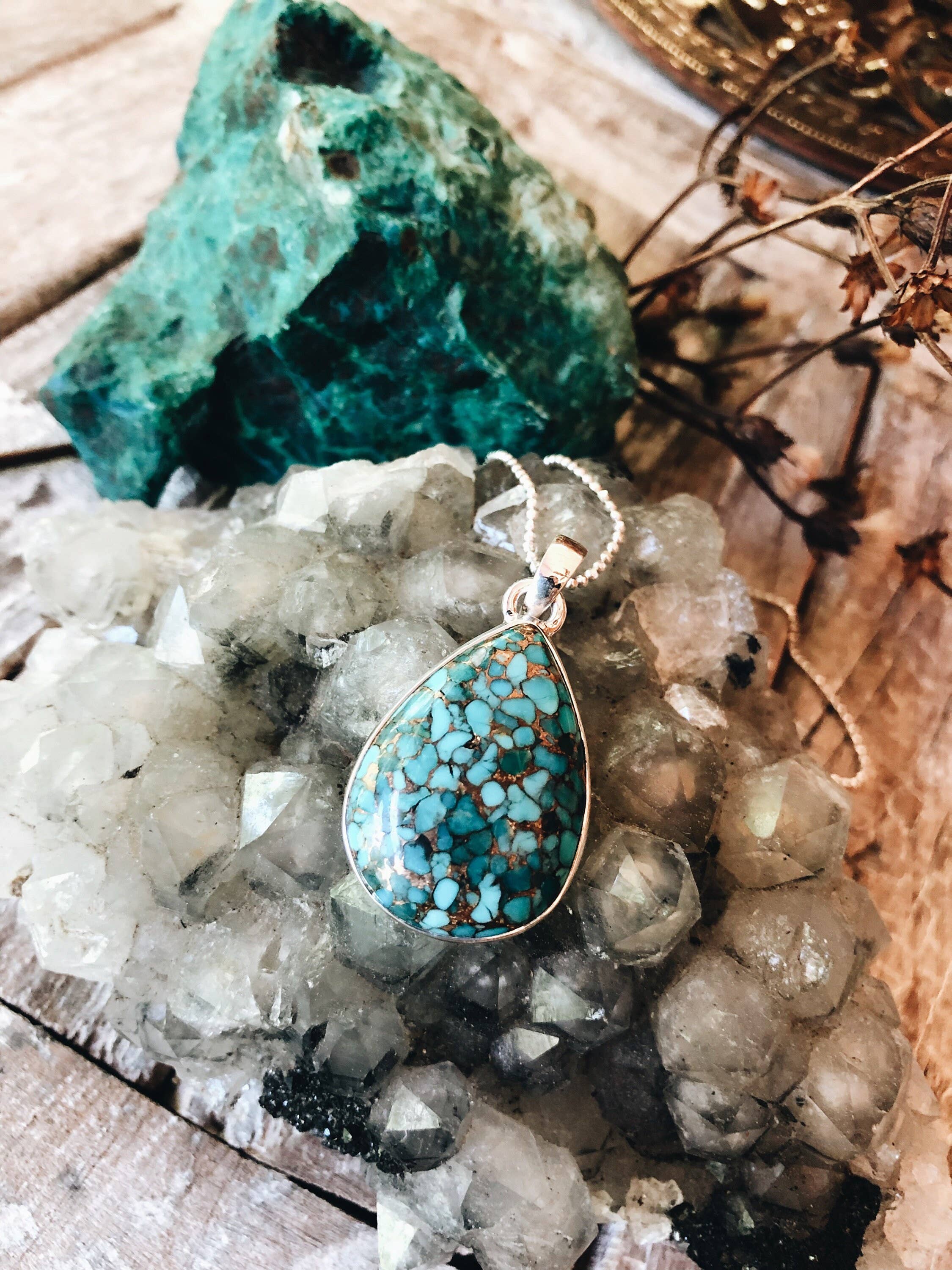 Turquoise Sterling Silver Celtic Pendant Necklace