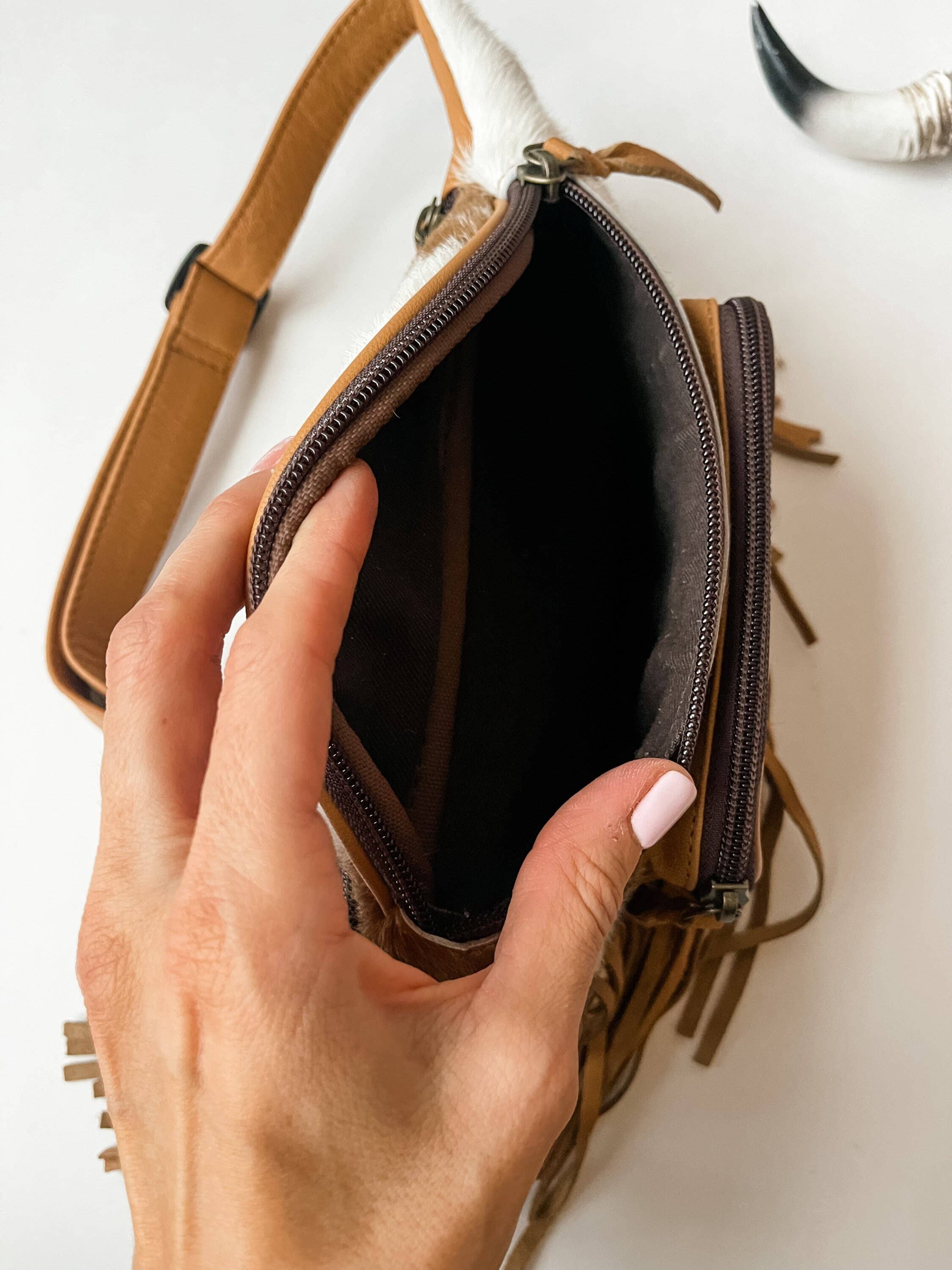 Western Hairon Cowhide Fanny Pack - bum sling bag