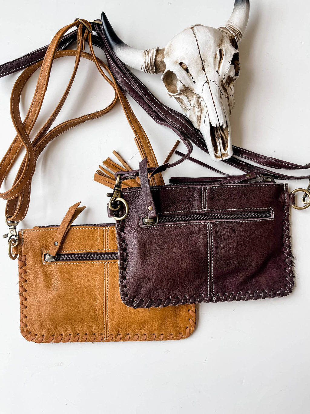 Western Mini Mobile Cowhide Tooled Leather Crossbody