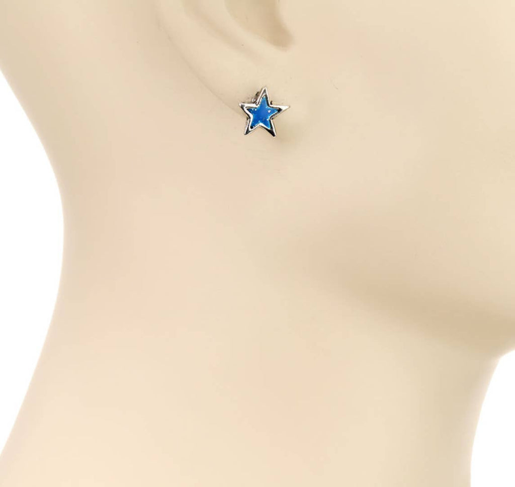 Mini Blue Sparkling Earrings - Star | Steer