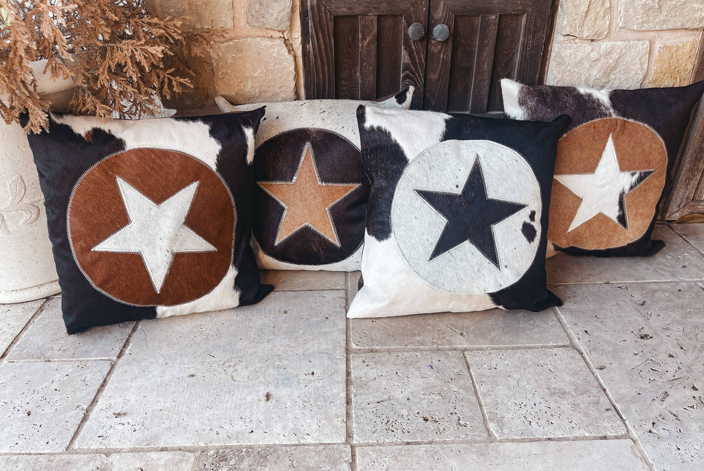 Western Star Cowhide Pillow Cover