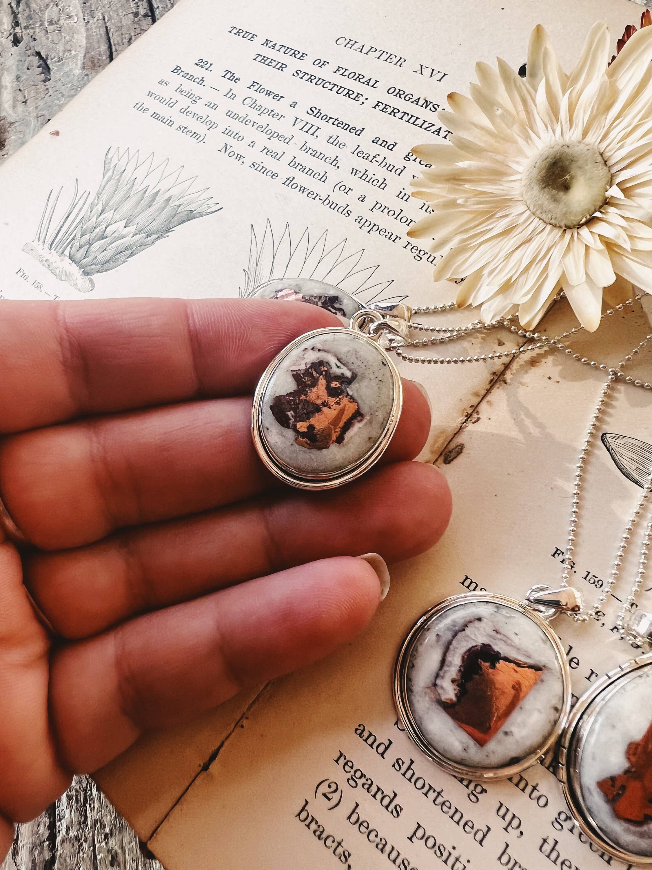 Copper Dolomite Sterling Silver Grounding Pendant Necklace