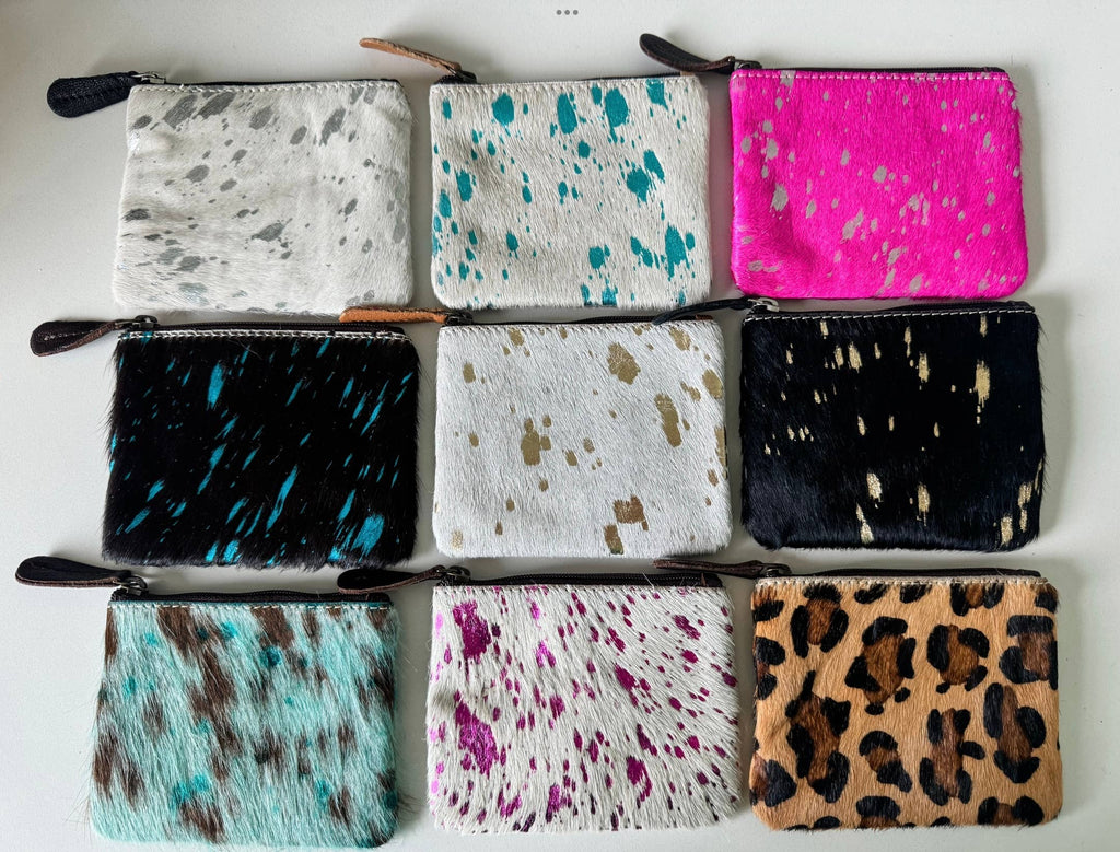 Western Cowhide Coin Change Money Pouch