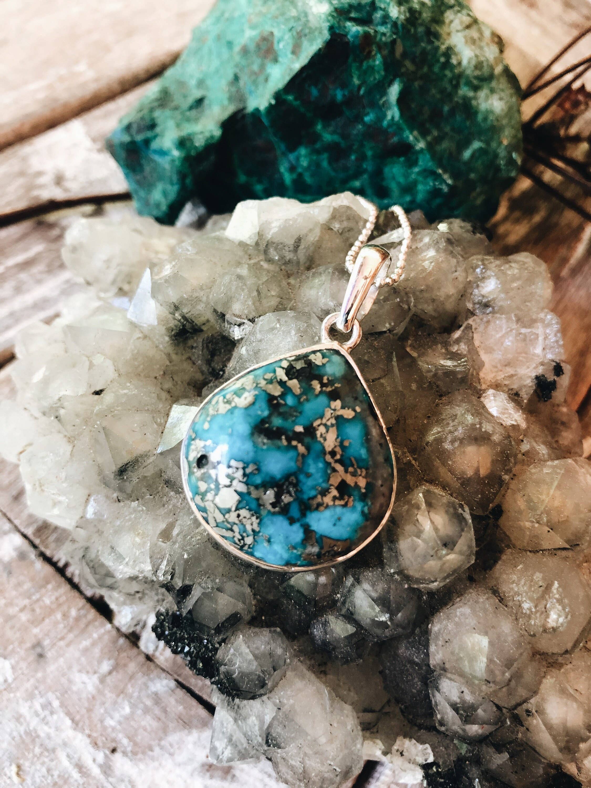 Turquoise Sterling Silver Celtic Pendant Necklace