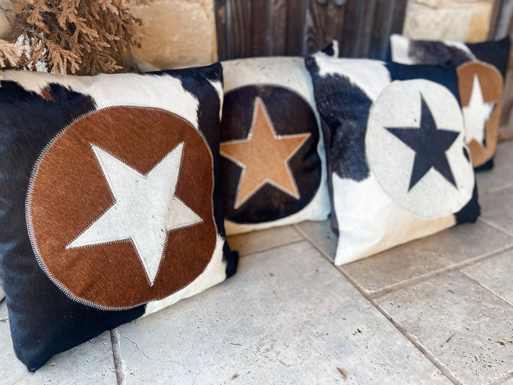 Western Star Cowhide Pillow Cover