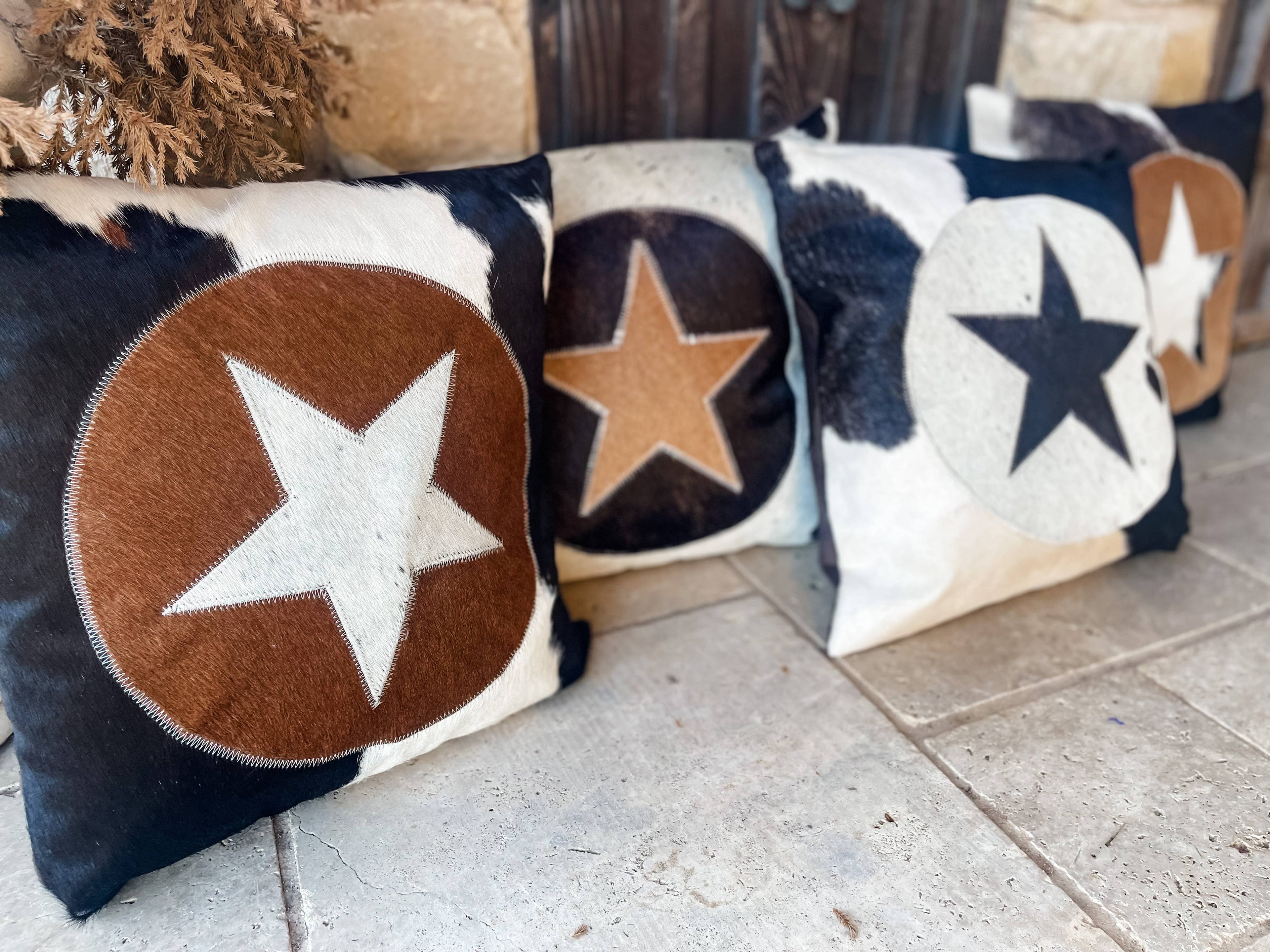 Western Star Cowhide Pillow Cover
