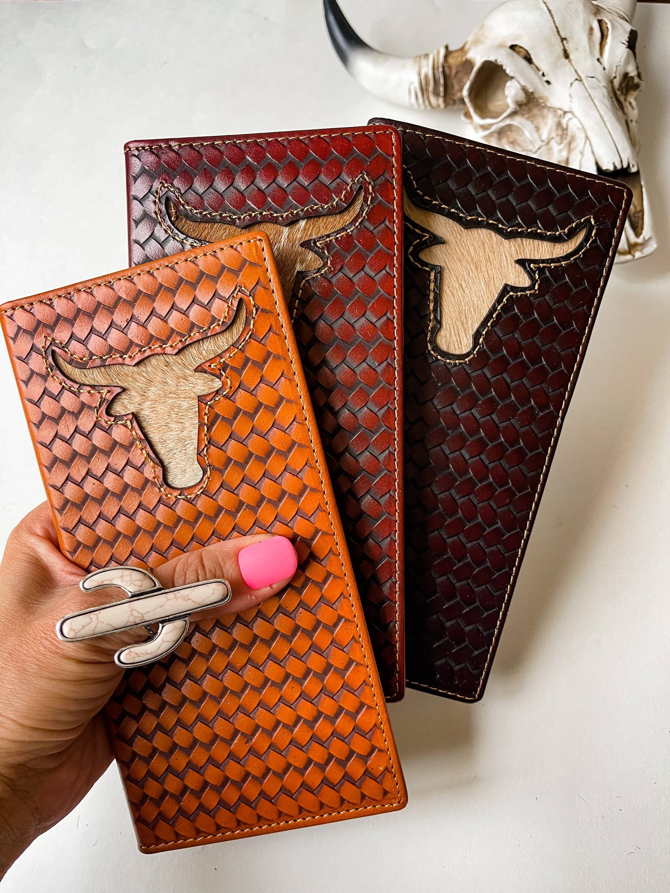 Genuine Tooled Leather Bi-Fold Wallet