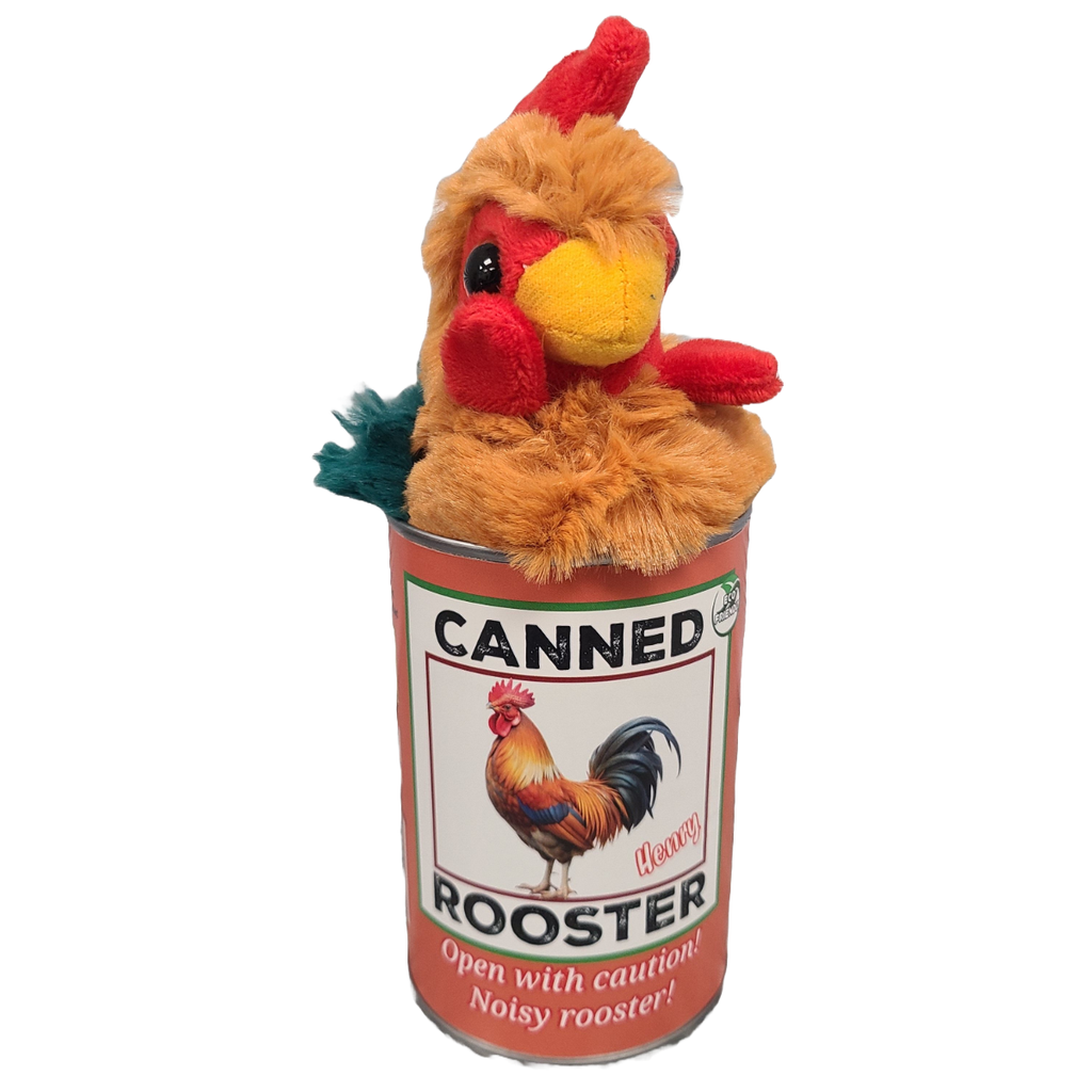 Canned Rooster | Farm Animal Plush w/Jokes | Unique Gift