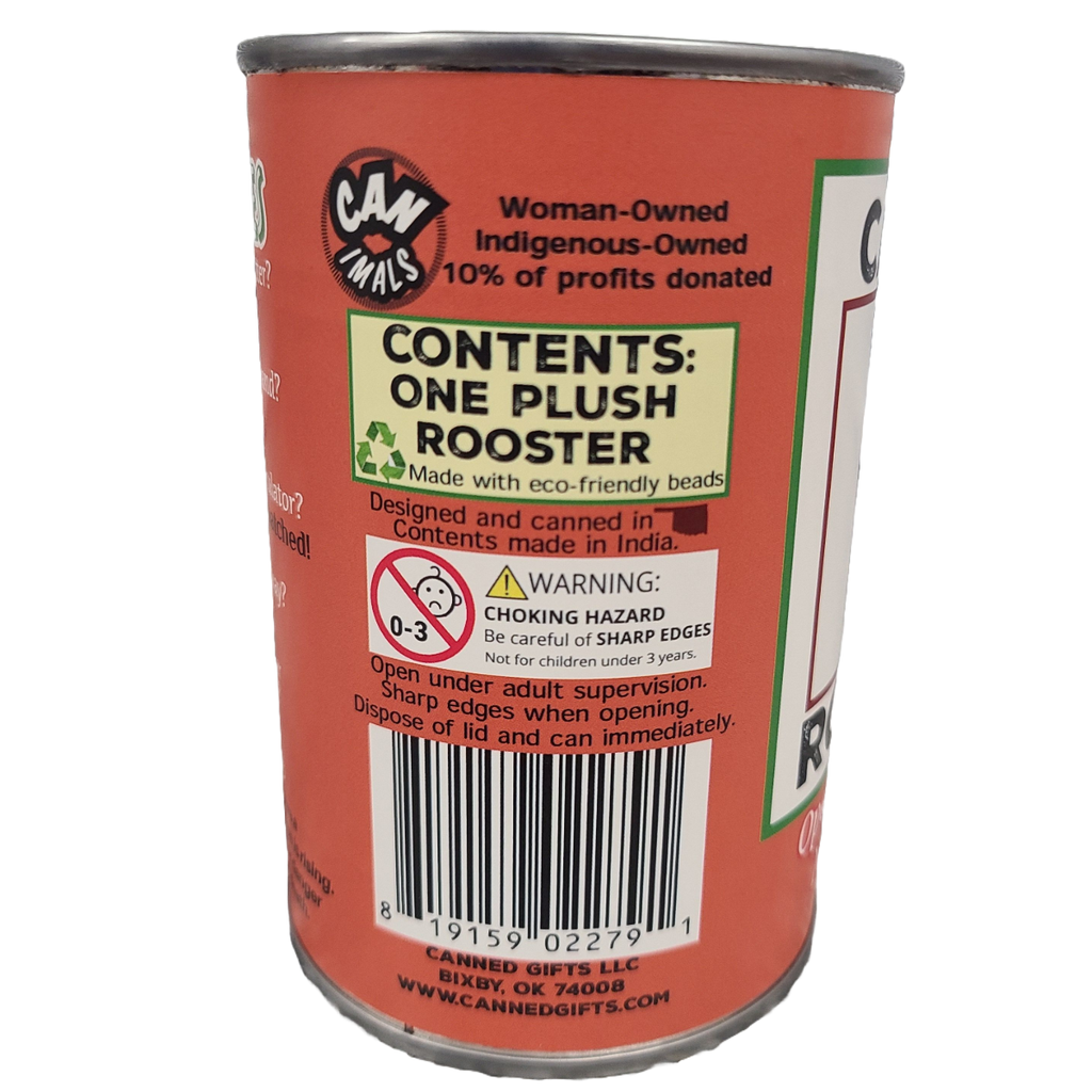 Canned Rooster | Farm Animal Plush w/Jokes | Unique Gift