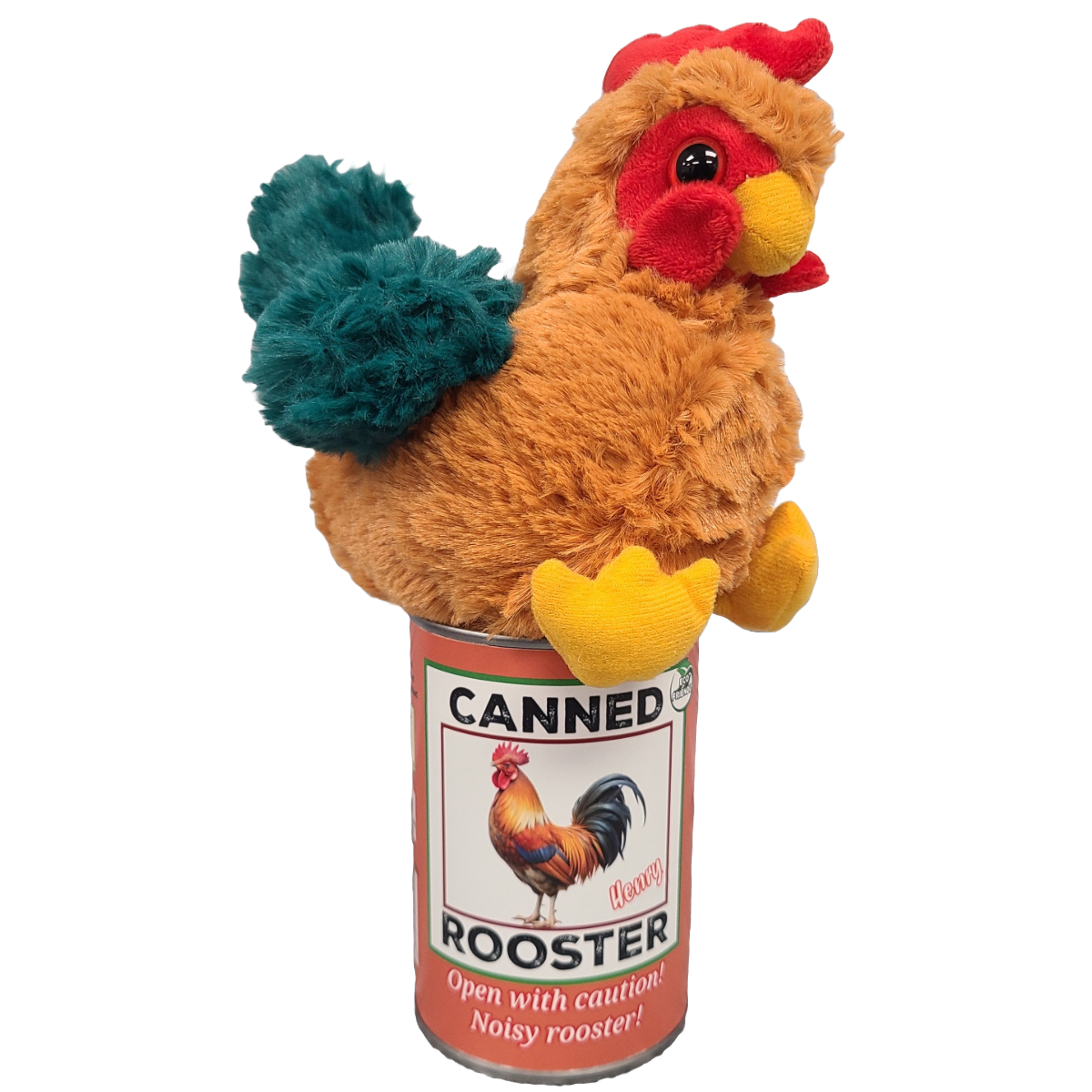 Canned Rooster | Farm Animal Plush w/Jokes | Unique Gift
