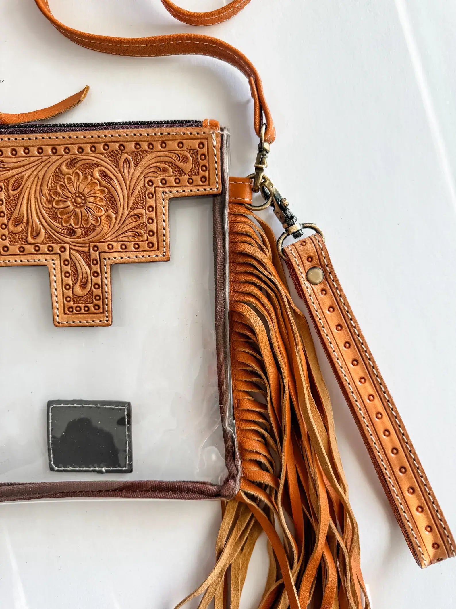 SHAYNE SMALL - Hand Tooled Clear Crossbody Concert bag
