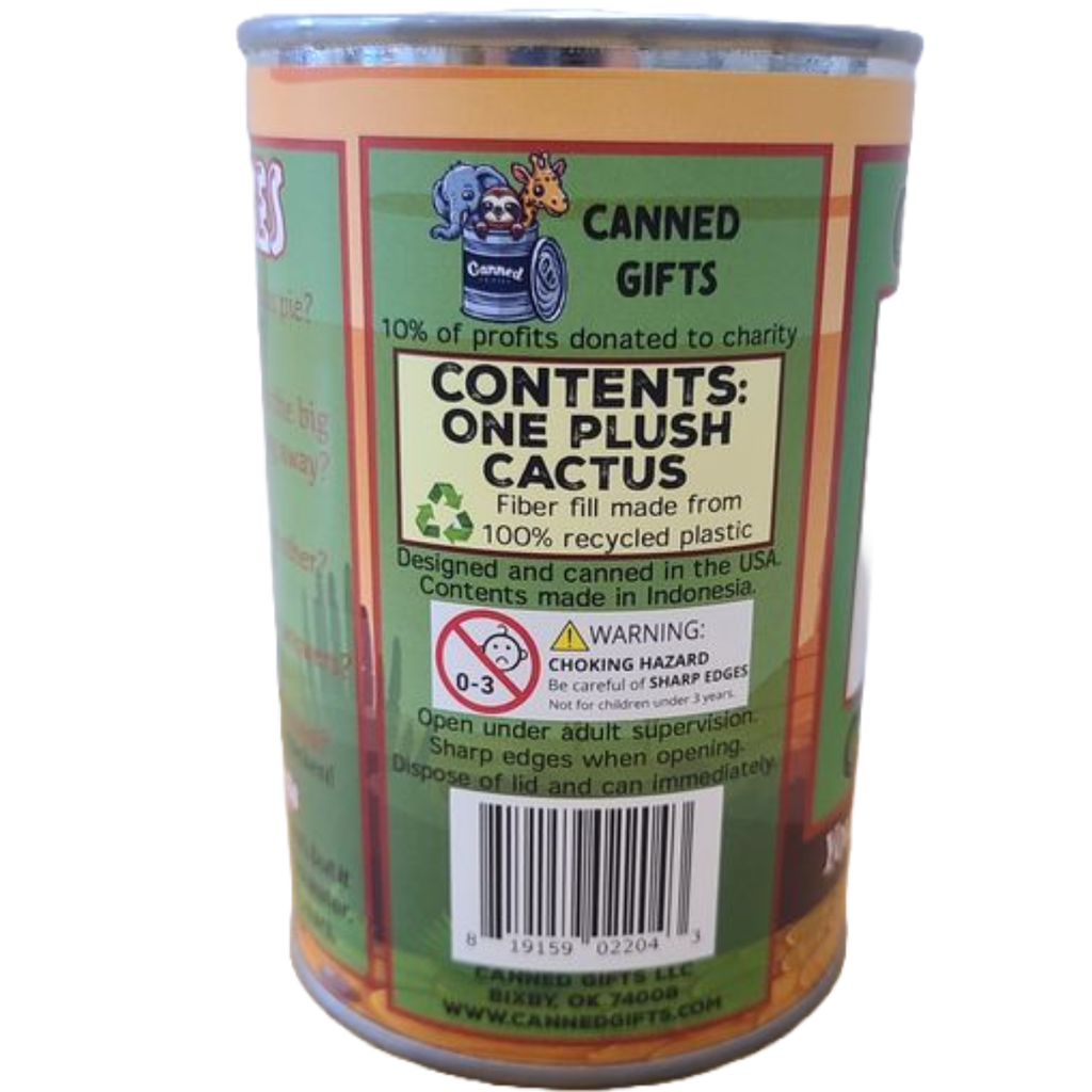Pierce the Canned Cactus Eco-Friendly Plush w/Funny Jokes