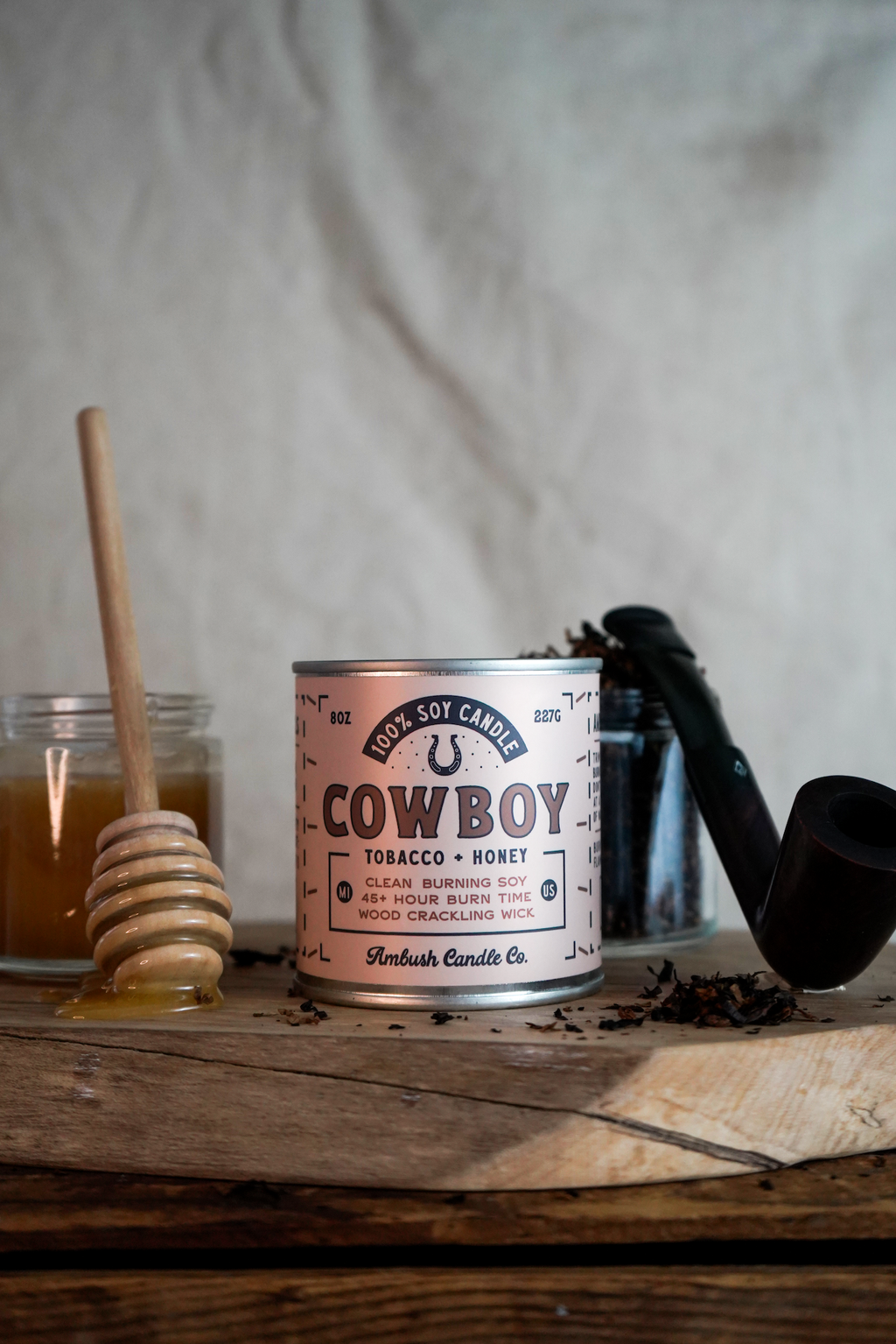 Cowboy | Tobacco + Honey 8oz Soy Candle