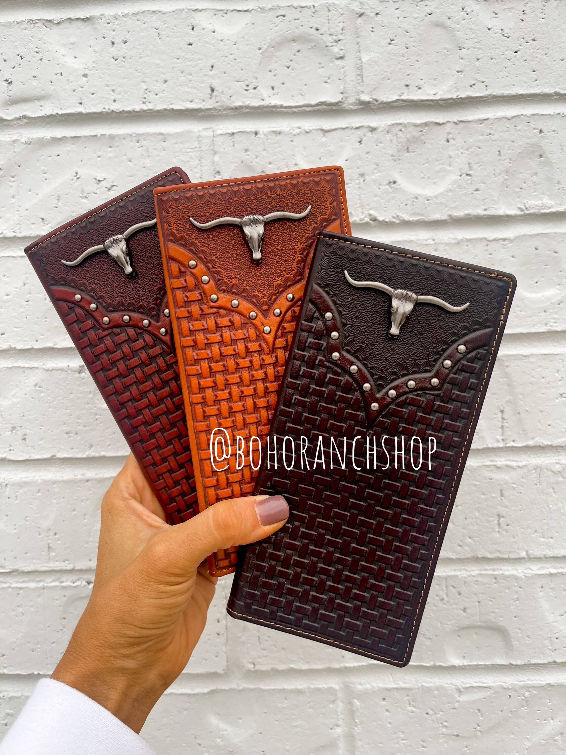 Longhorn Long Wallet Genuine Leather Bi-Fold Wallet