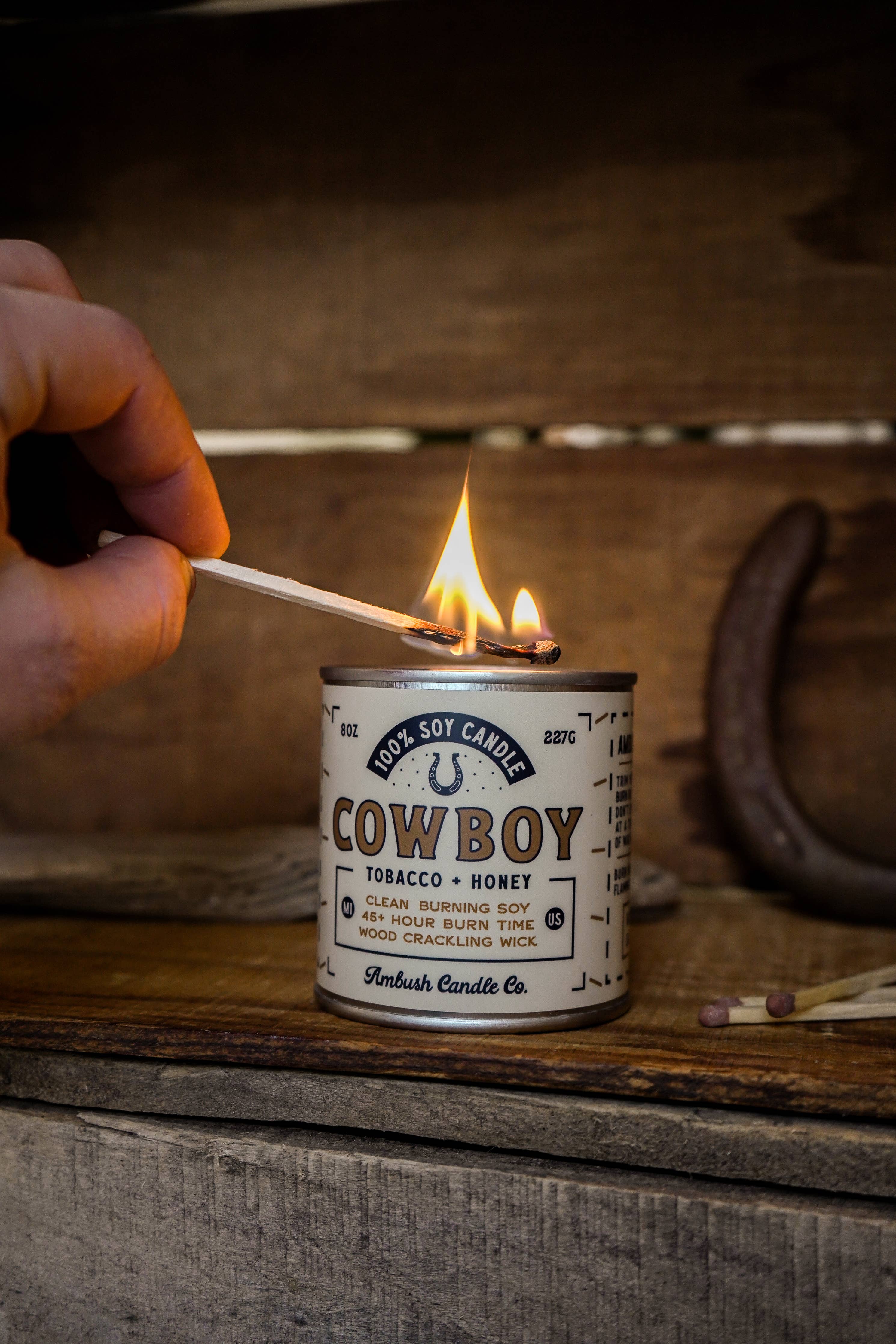 Cowboy | Tobacco + Honey 8oz Soy Candle