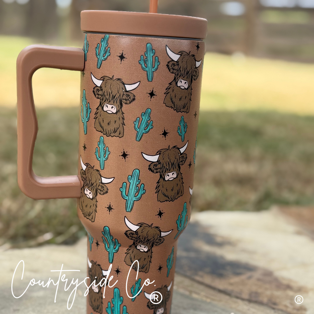 Highland Cow 40oz Insulated Tumbler Cup
