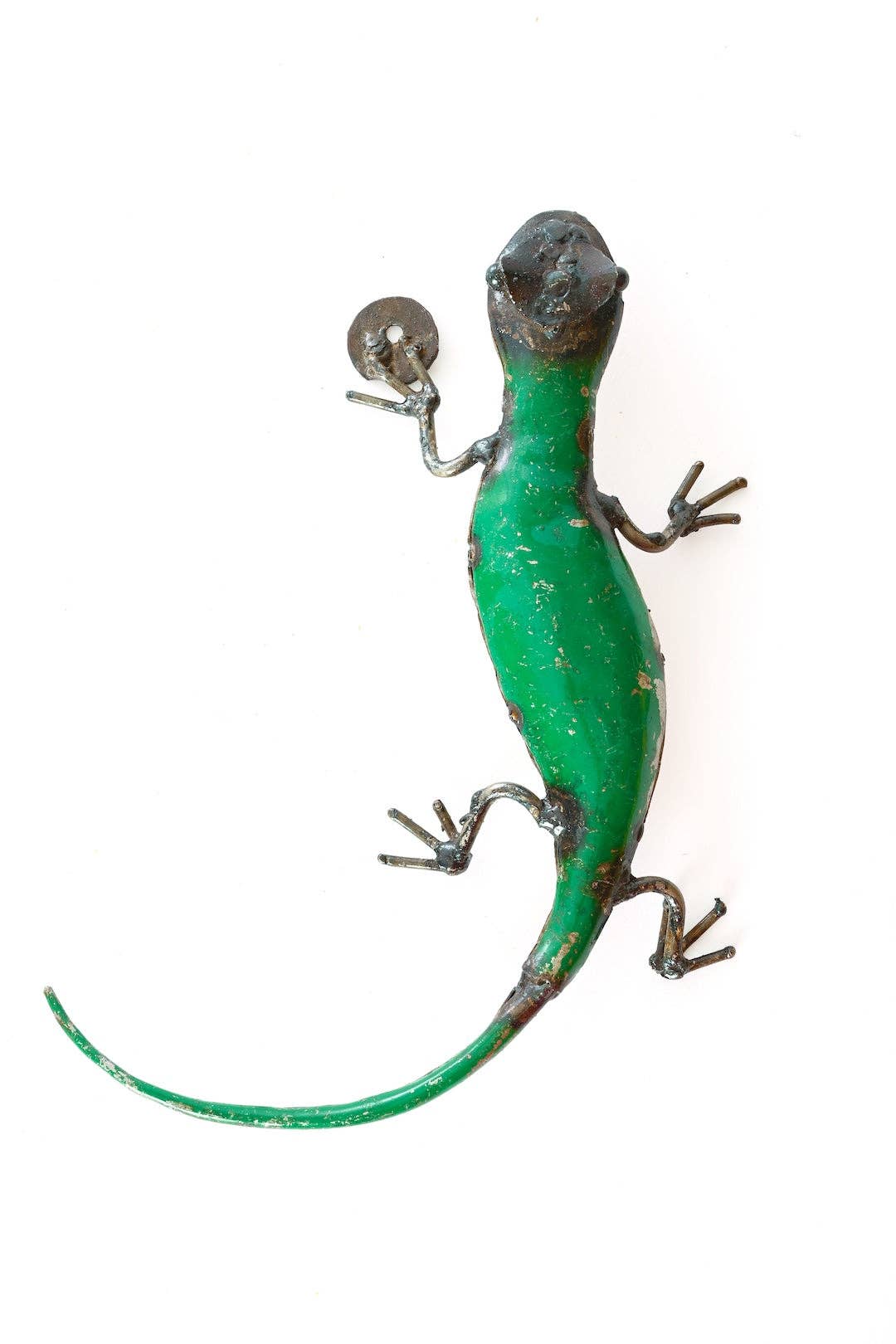 Green Recycled Metal Salamander Sculpture - Garden Gifts