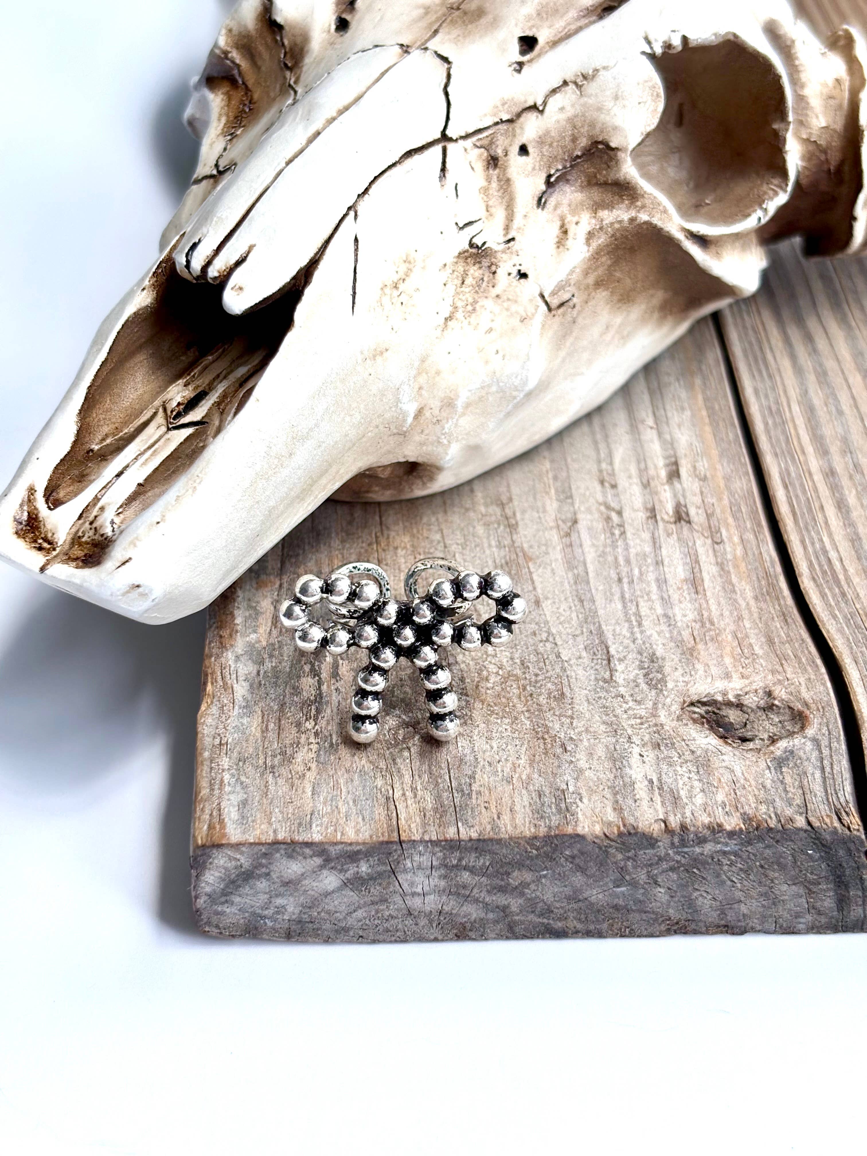 Western Navajo Bead Coquette Bow Cuff Ring