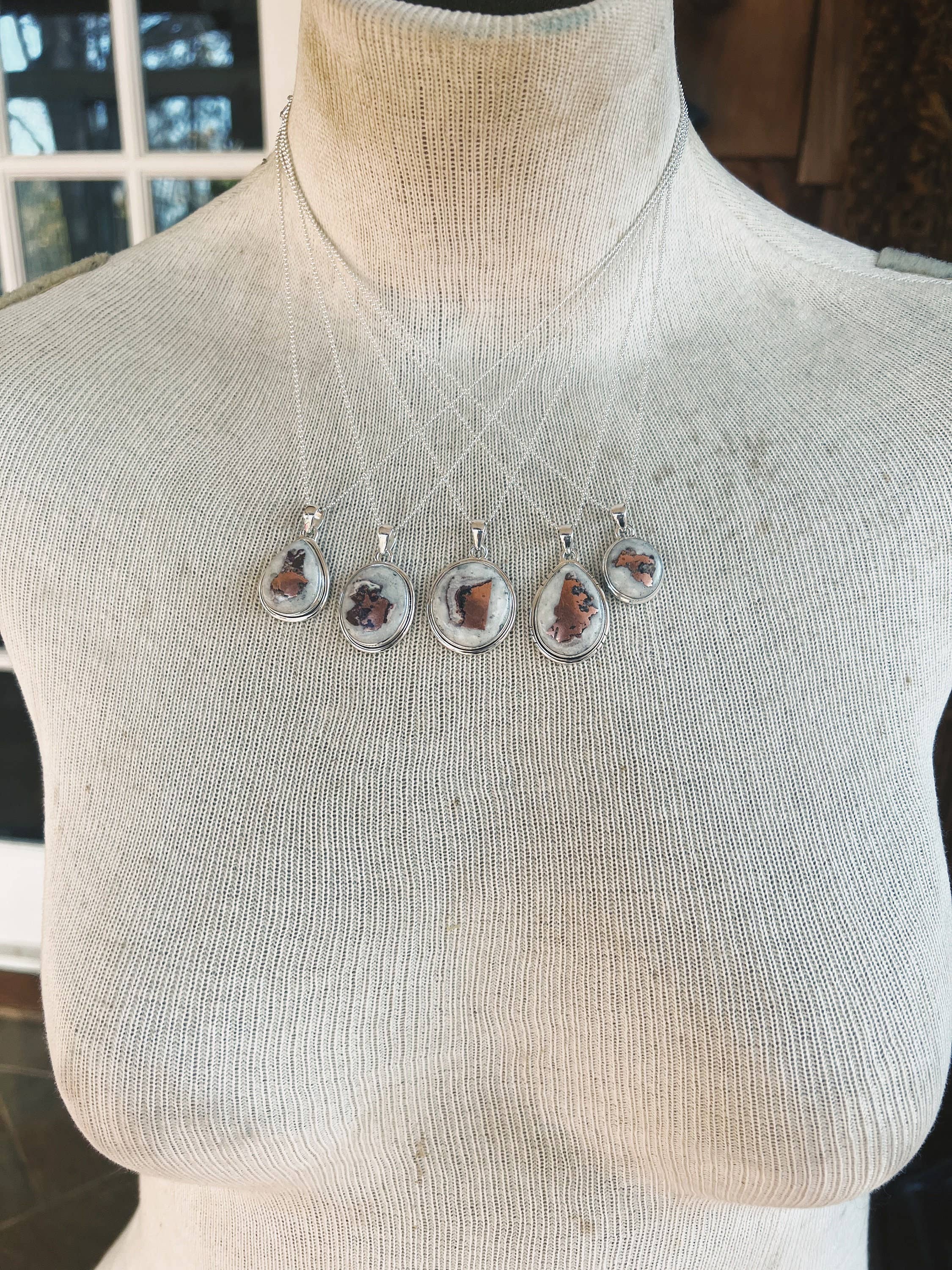 Copper Dolomite Sterling Silver Grounding Pendant Necklace