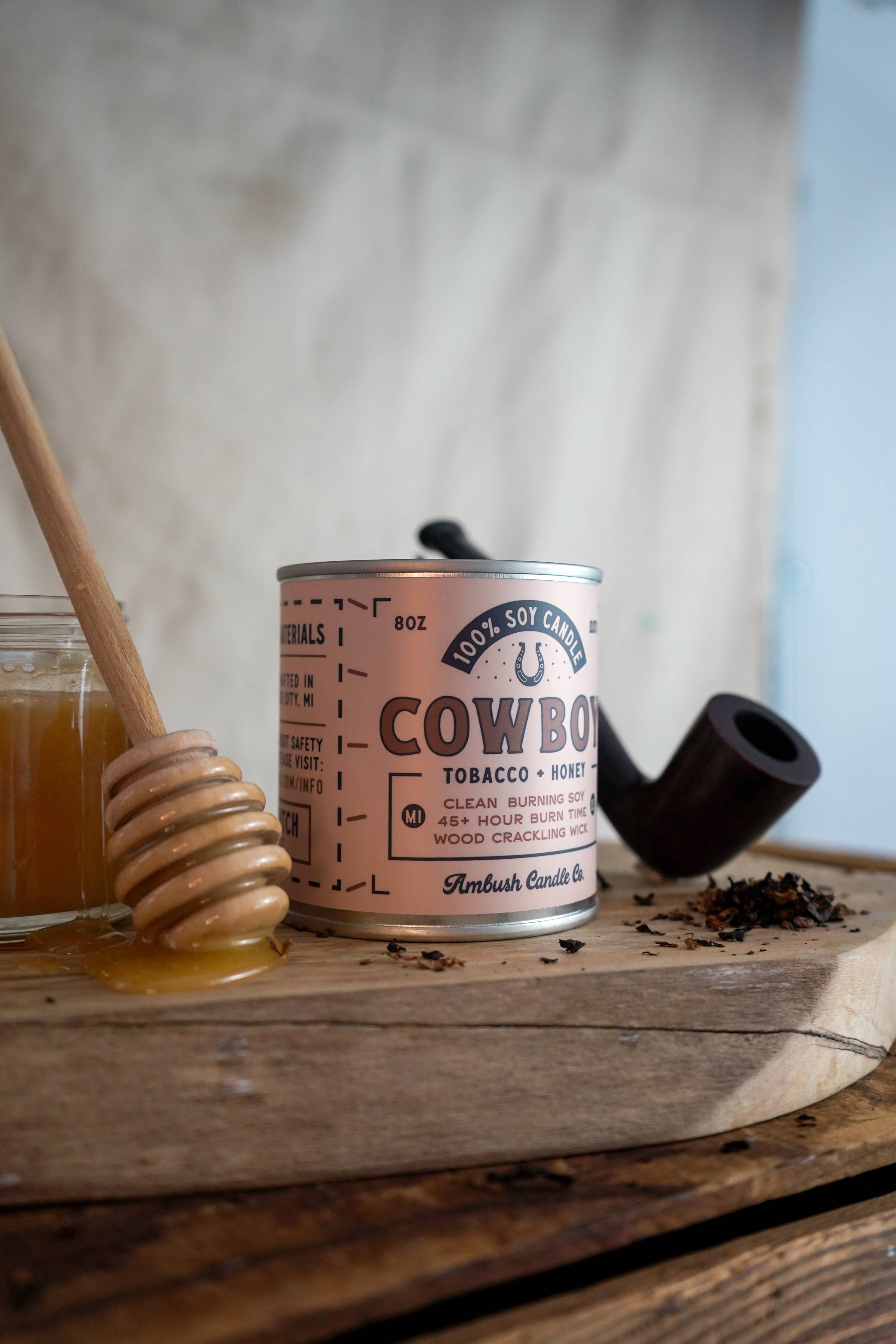 Cowboy | Tobacco + Honey 8oz Soy Candle