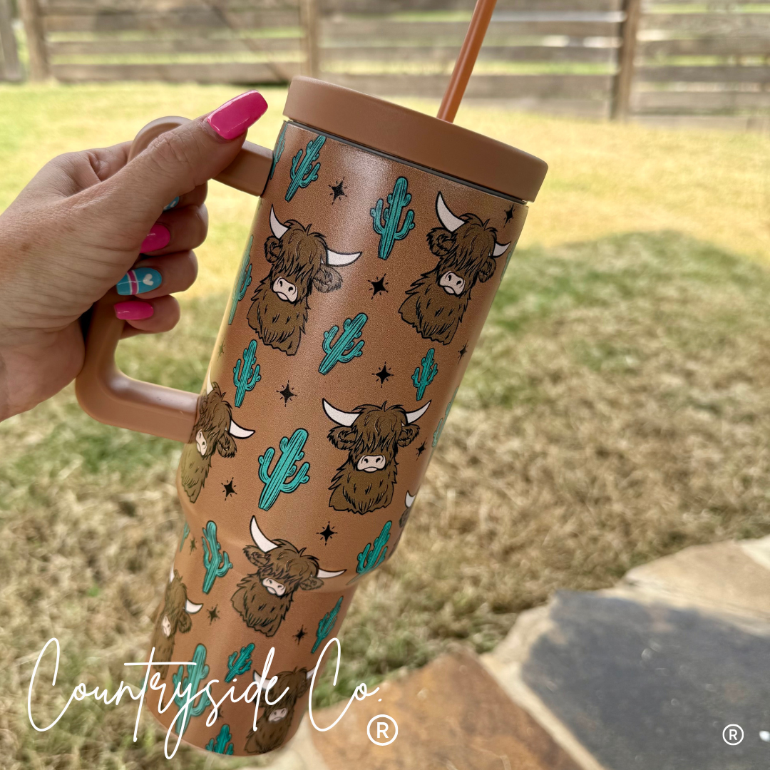 Highland Cow 40oz Insulated Tumbler Cup