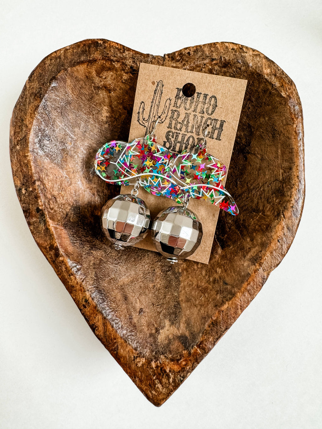 WESTERN HAT DISCO BALL Dangle Earrings