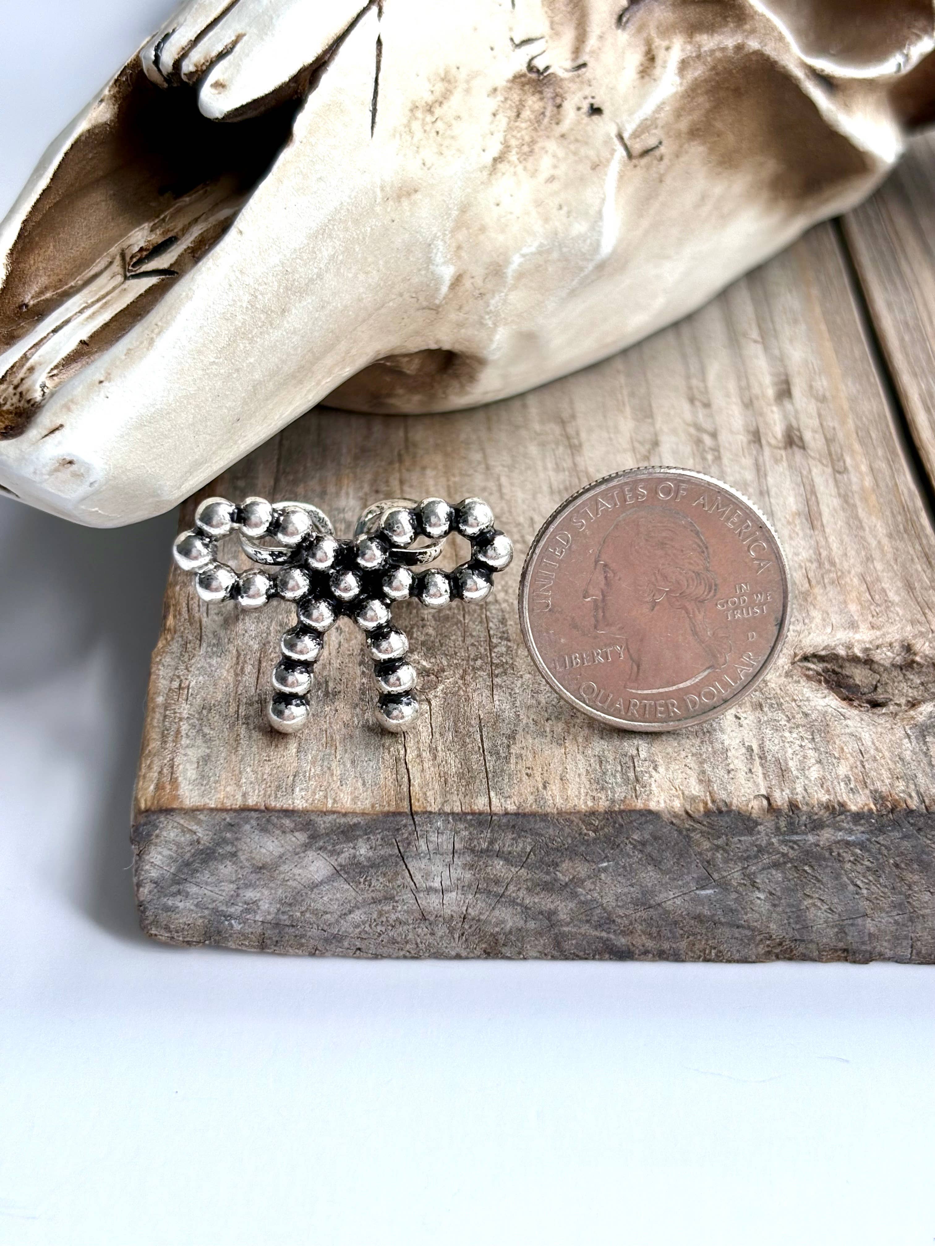 Western Navajo Bead Coquette Bow Cuff Ring