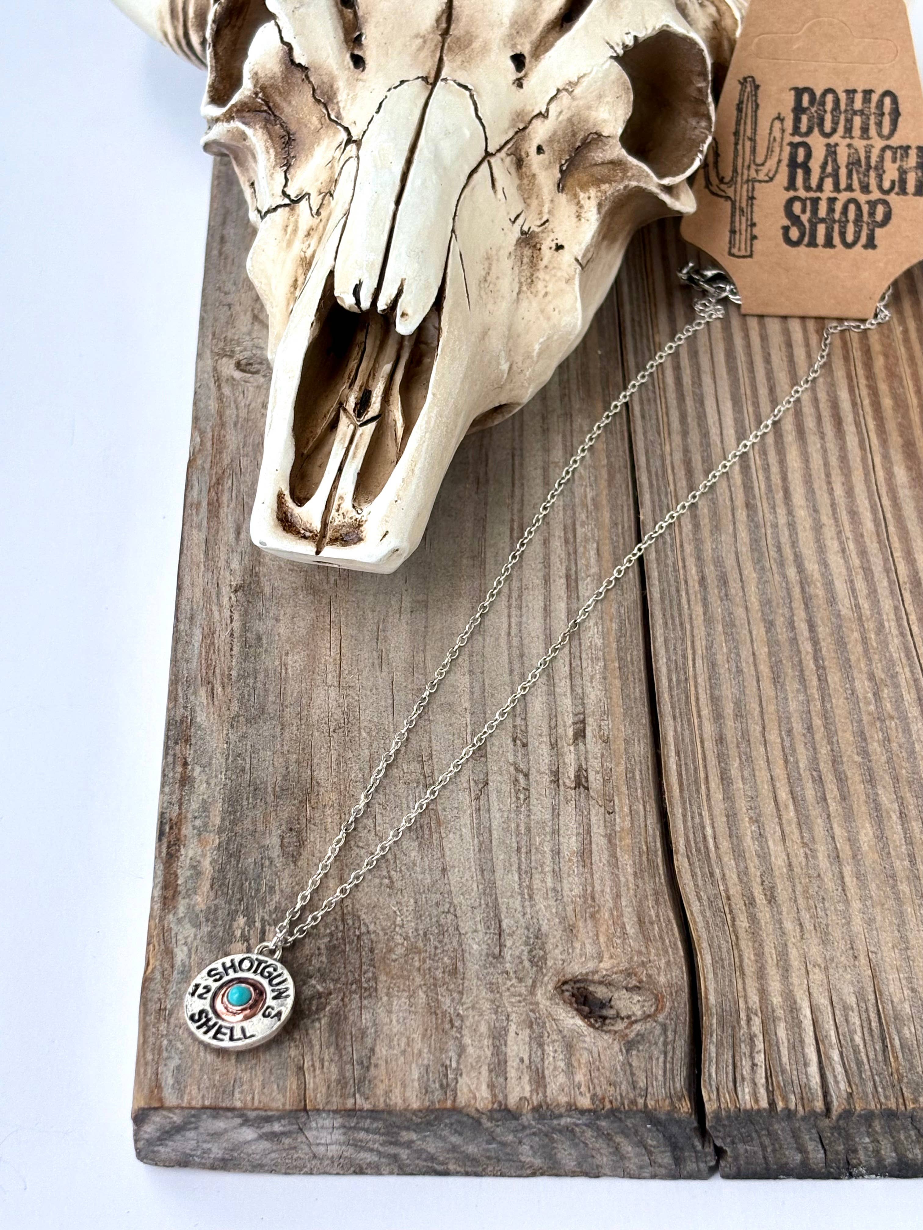Western Sh&tg&n Shell Turquoise Stone Pendant Necklace