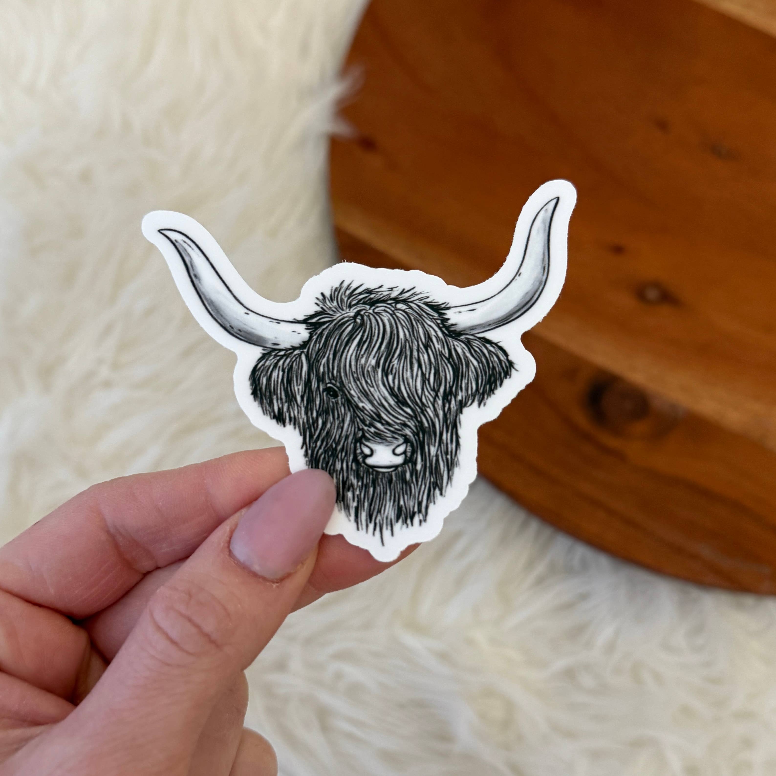 Highland Cow Black & White Sticker