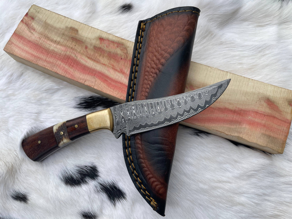Titan Damascus Steel Outdoor Utility knife TK-158
