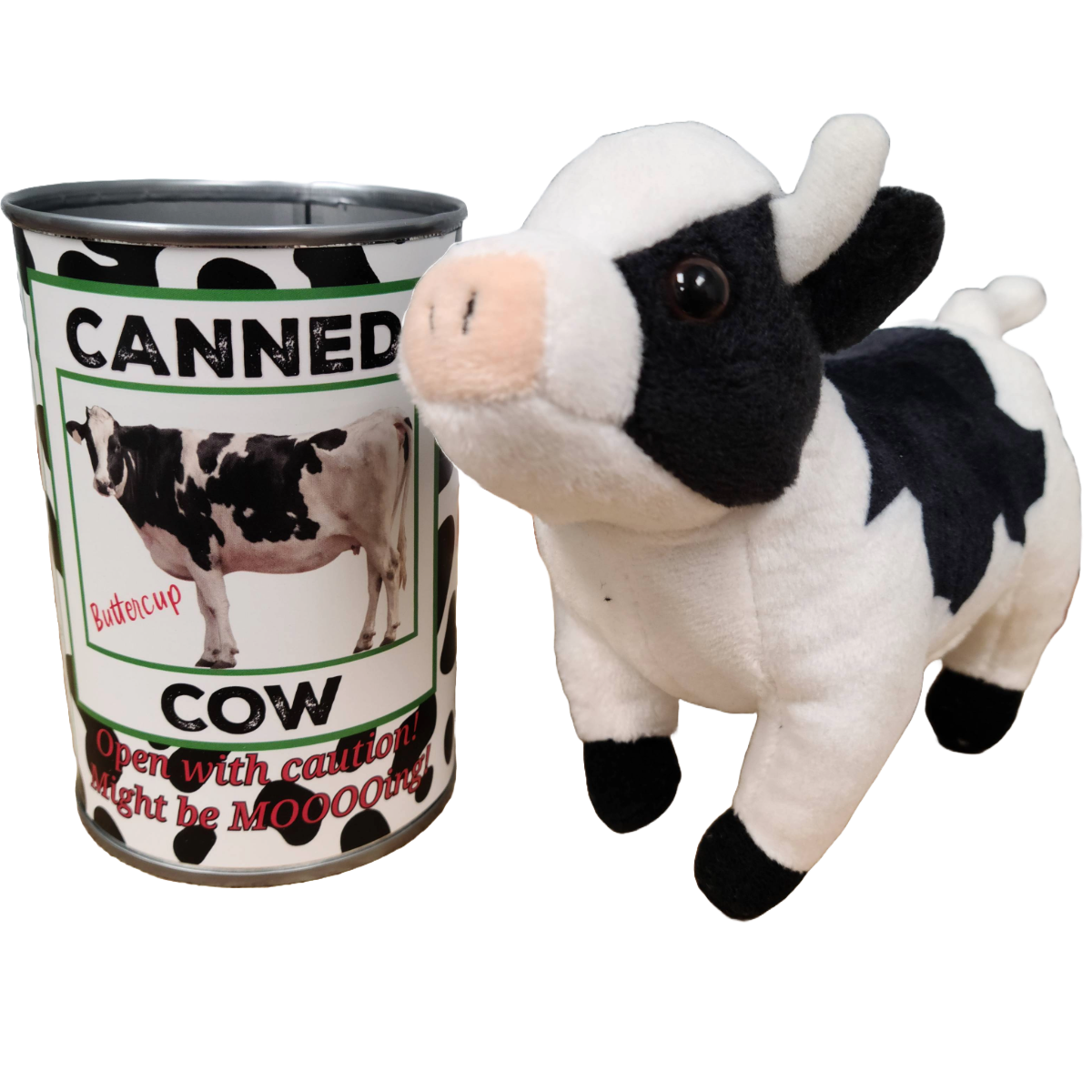 Canned Cow | Stuffed Farm Animal Plush w/Jokes | Unique Gift