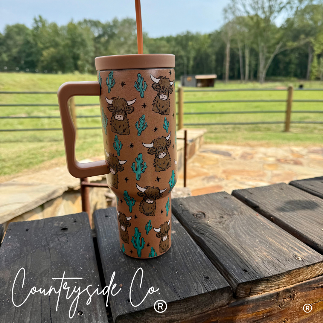 Highland Cow 40oz Insulated Tumbler Cup