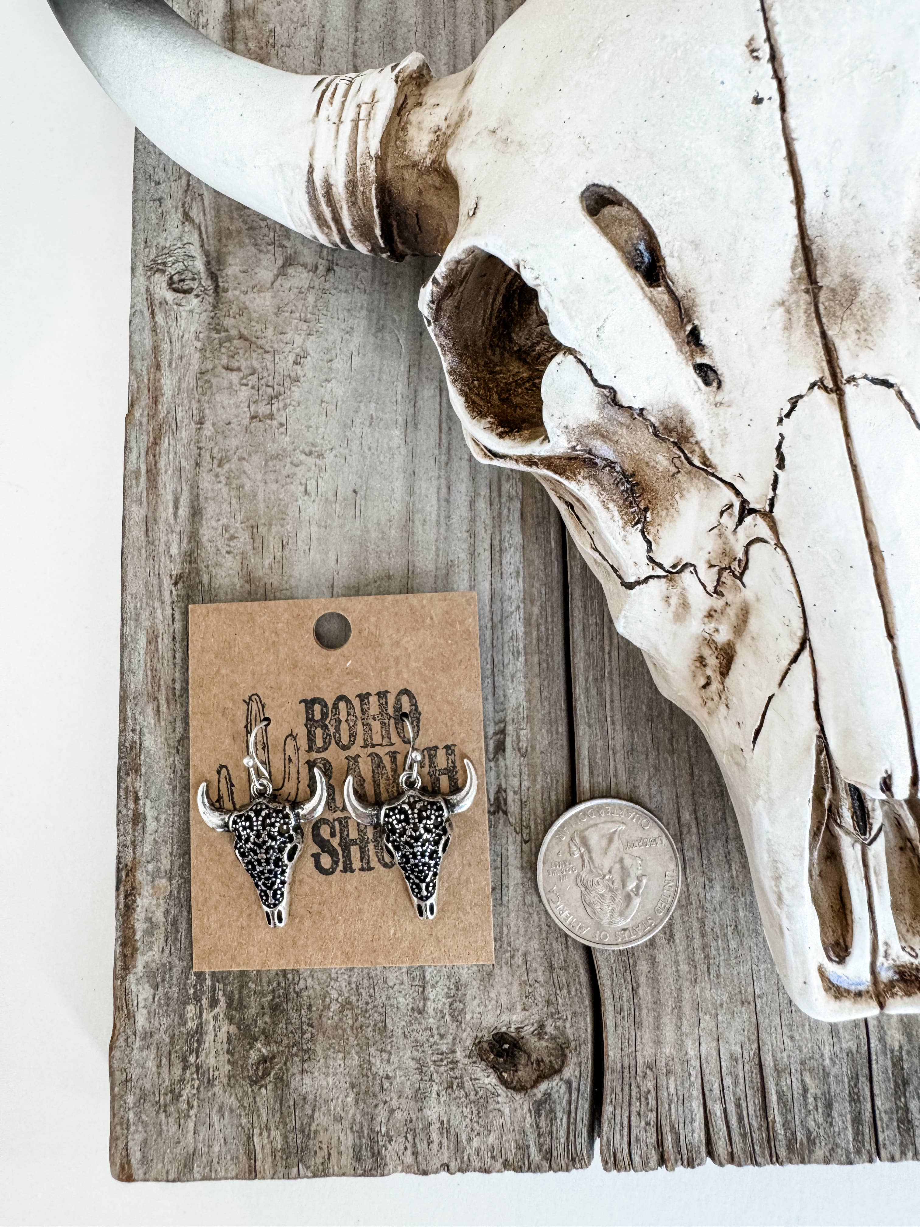 Western Filigree Steer Longhorn Dangle Earrings