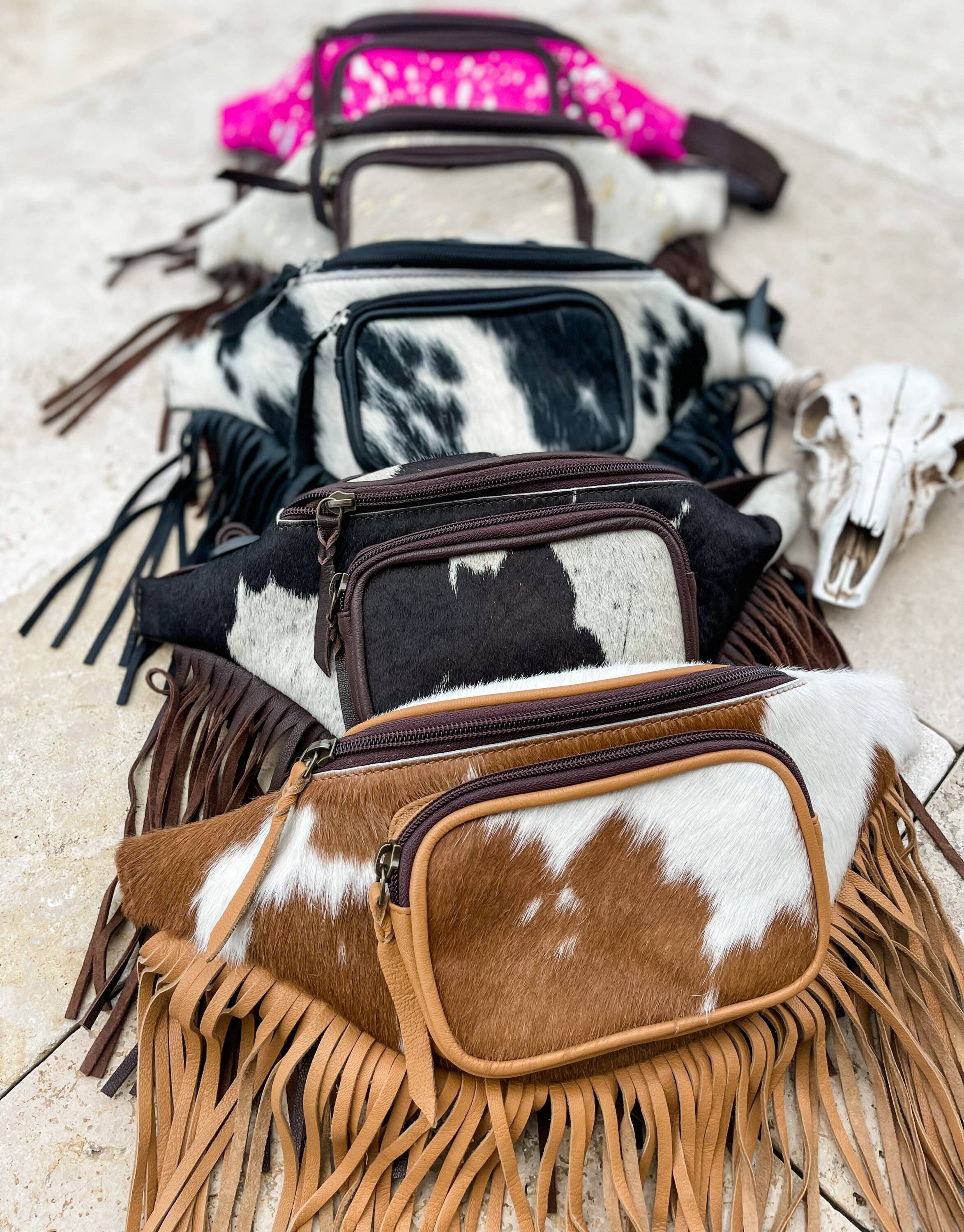 Western Hairon Cowhide Fanny Pack - bum sling bag