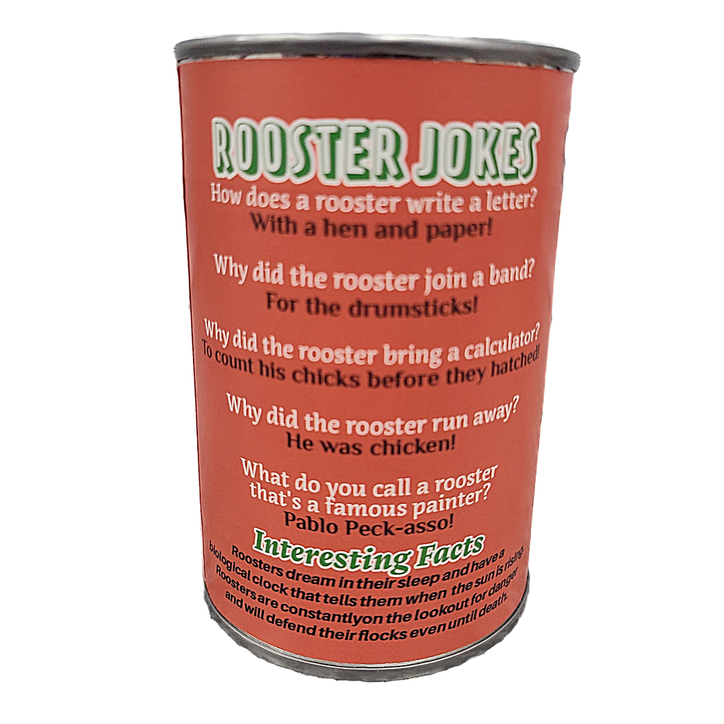 Canned Rooster | Farm Animal Plush w/Jokes | Unique Gift