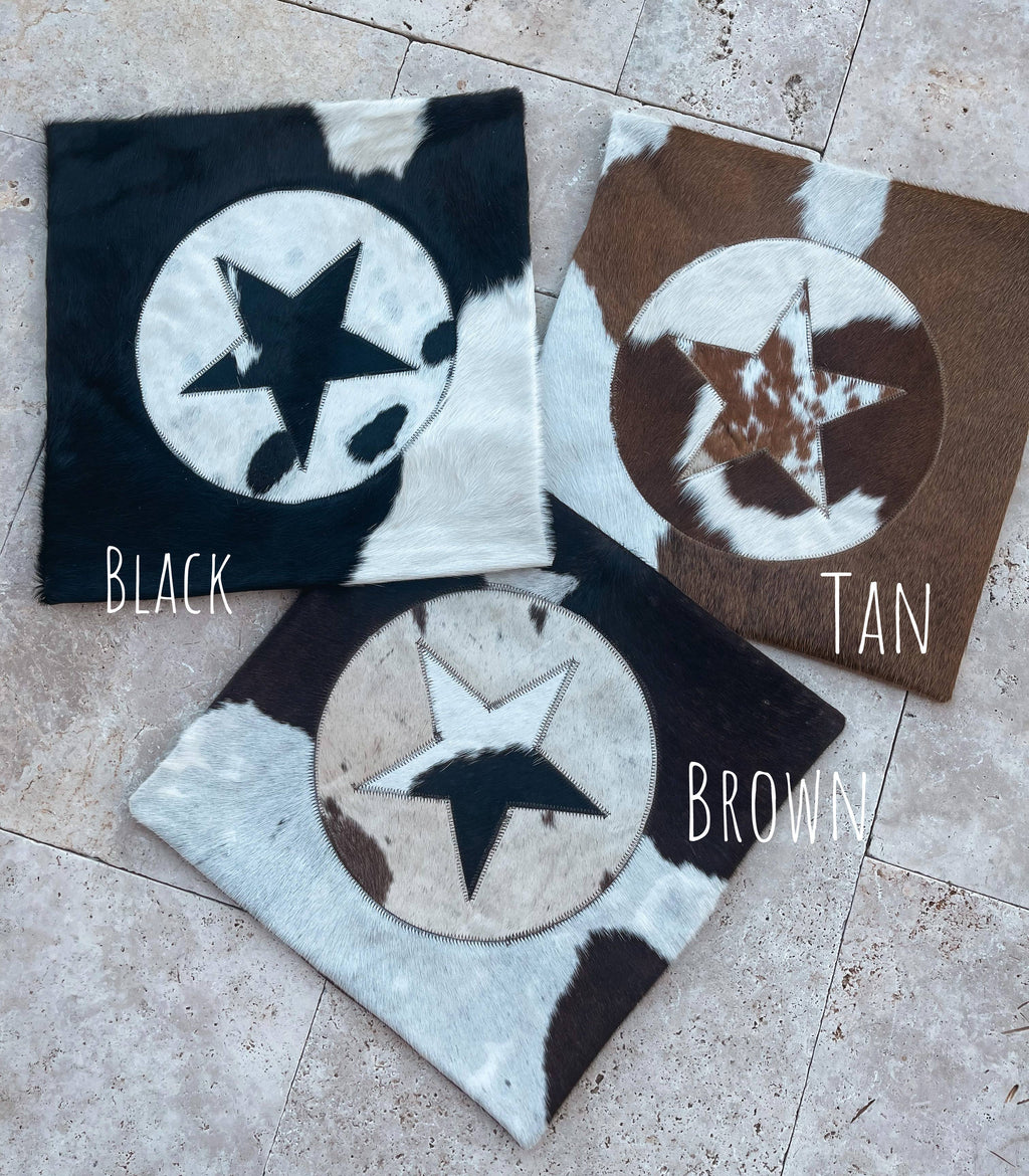 Western Star Cowhide Pillow Cover