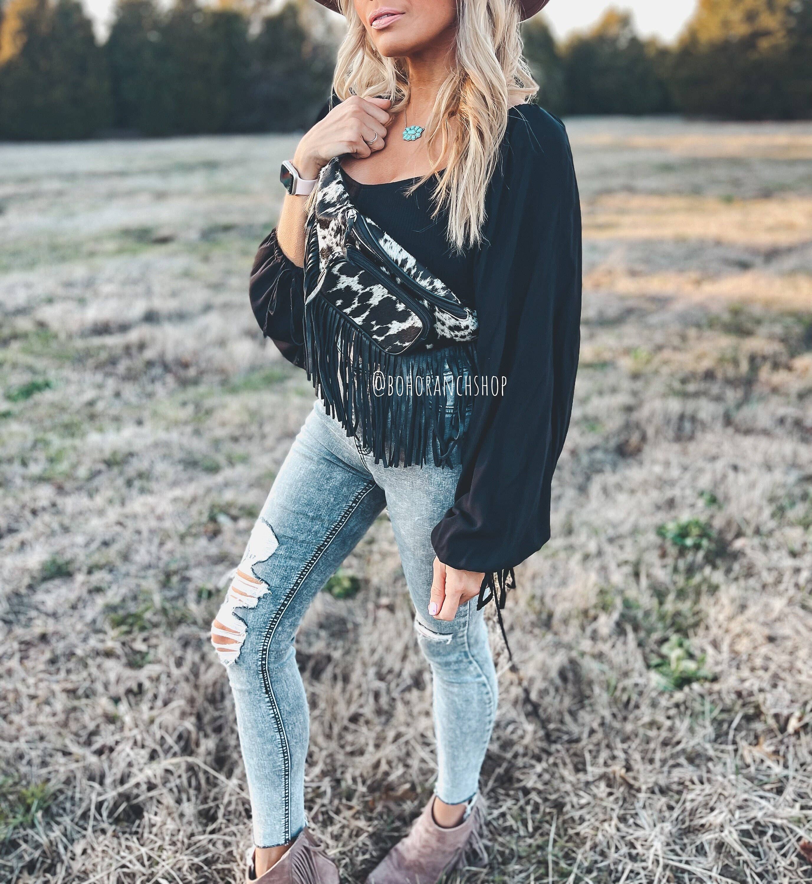 Western Hairon Cowhide Fanny Pack - bum sling bag