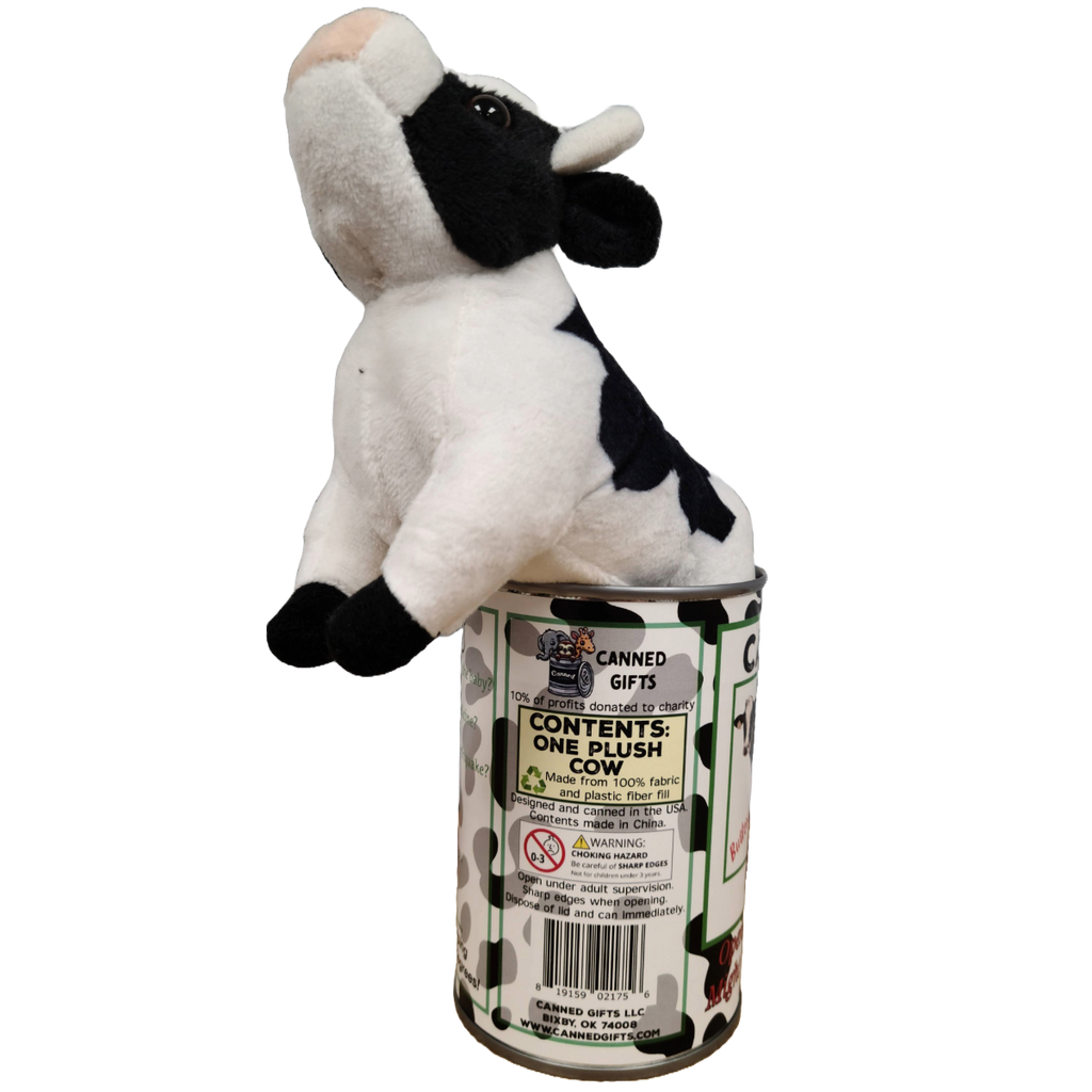 Canned Cow | Stuffed Farm Animal Plush w/Jokes | Unique Gift