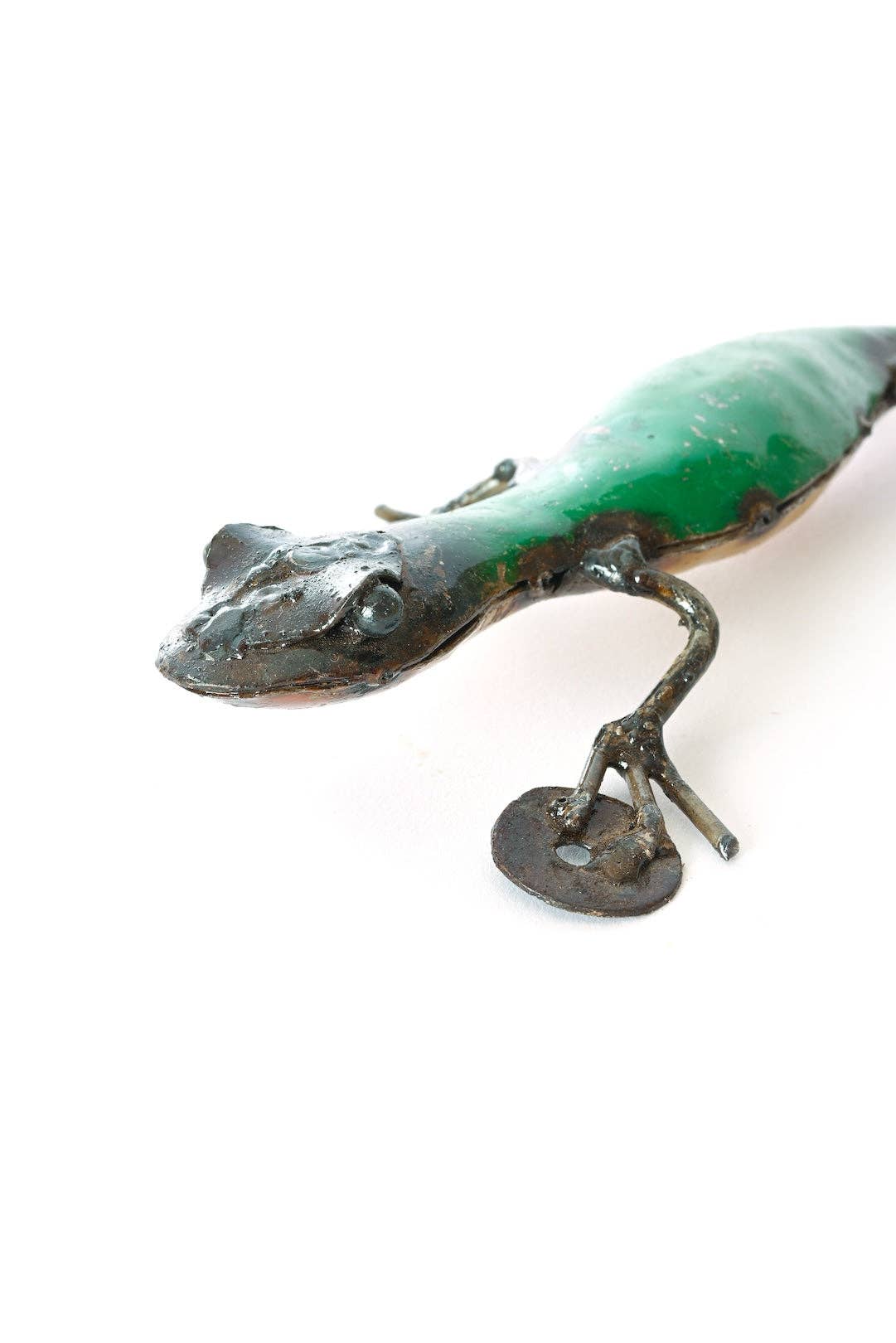 Green Recycled Metal Salamander Sculpture - Garden Gifts