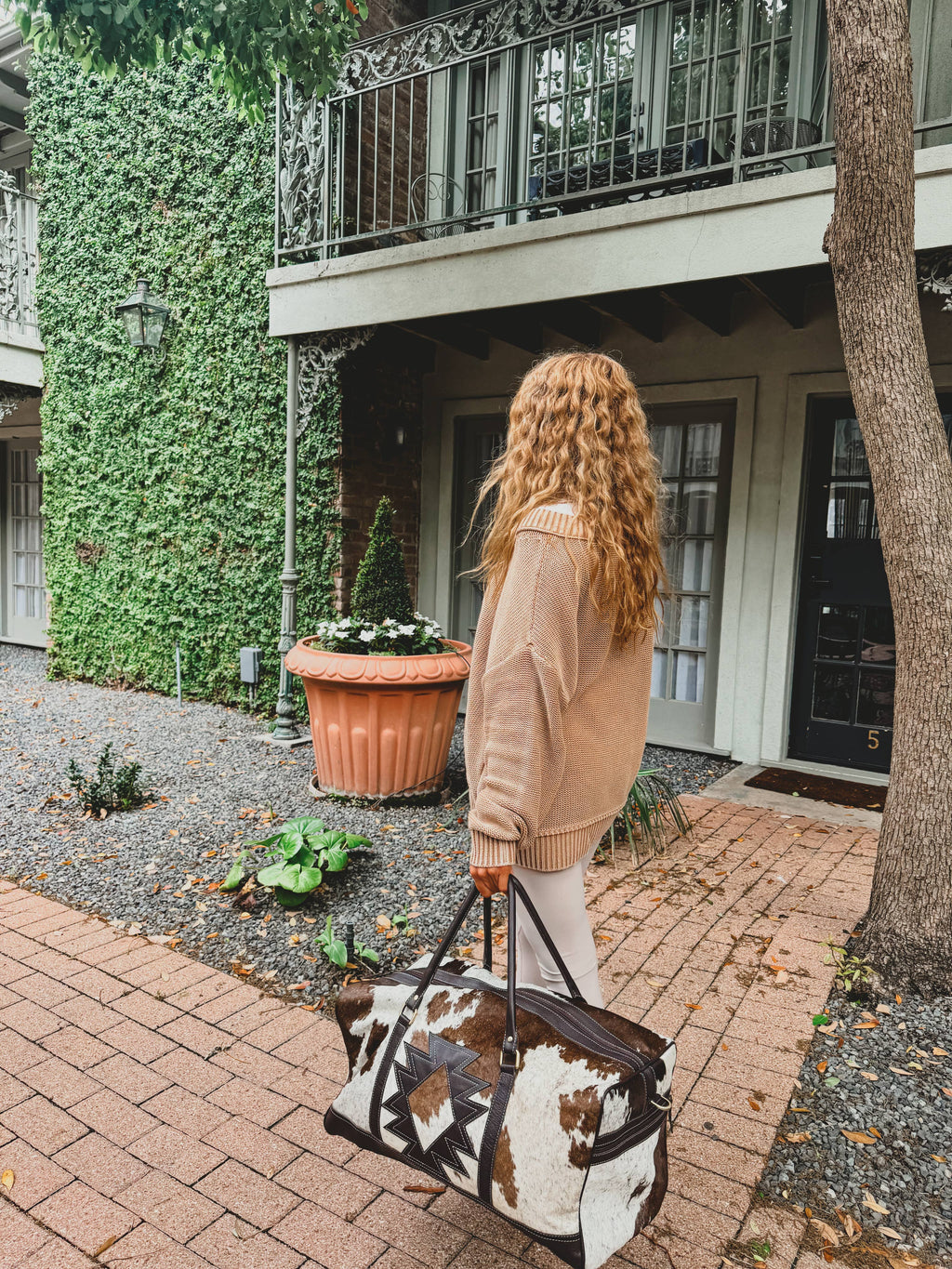 AZTEC TRAVEL DUFFLE leather hair on cowhide travel bag