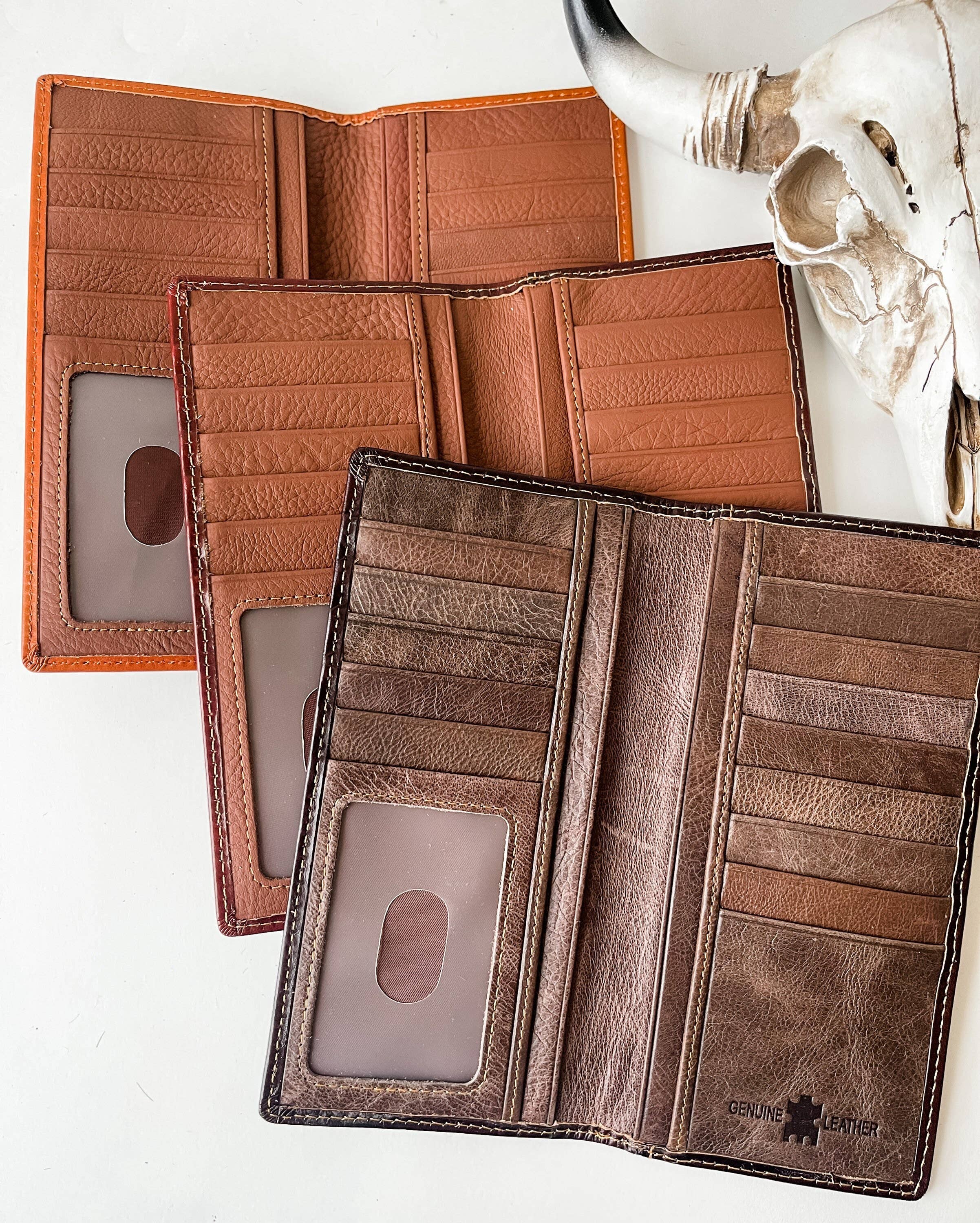 Genuine Tooled Leather Bi-Fold Wallet