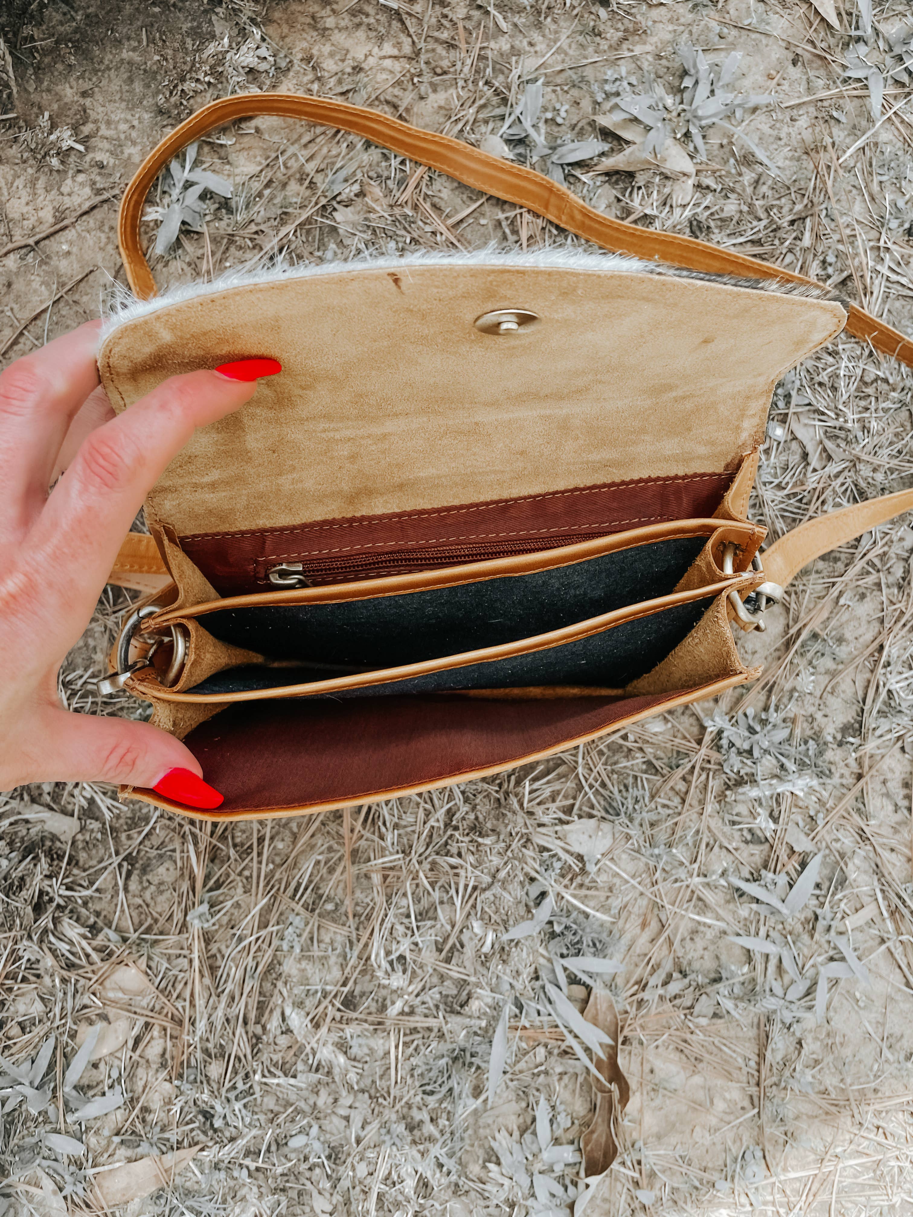 Chic Cowhide Leather Western crossbody purse
