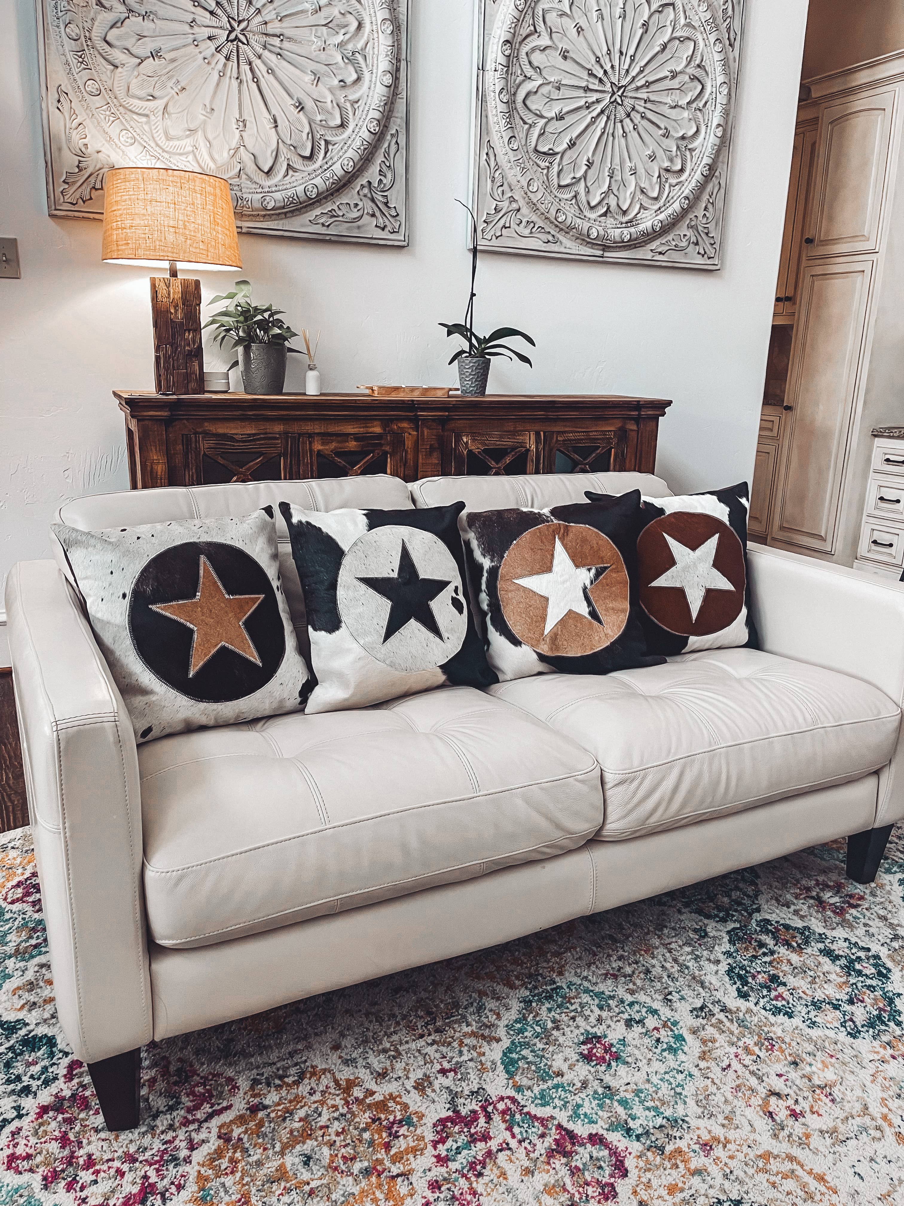 Western Star Cowhide Pillow Cover