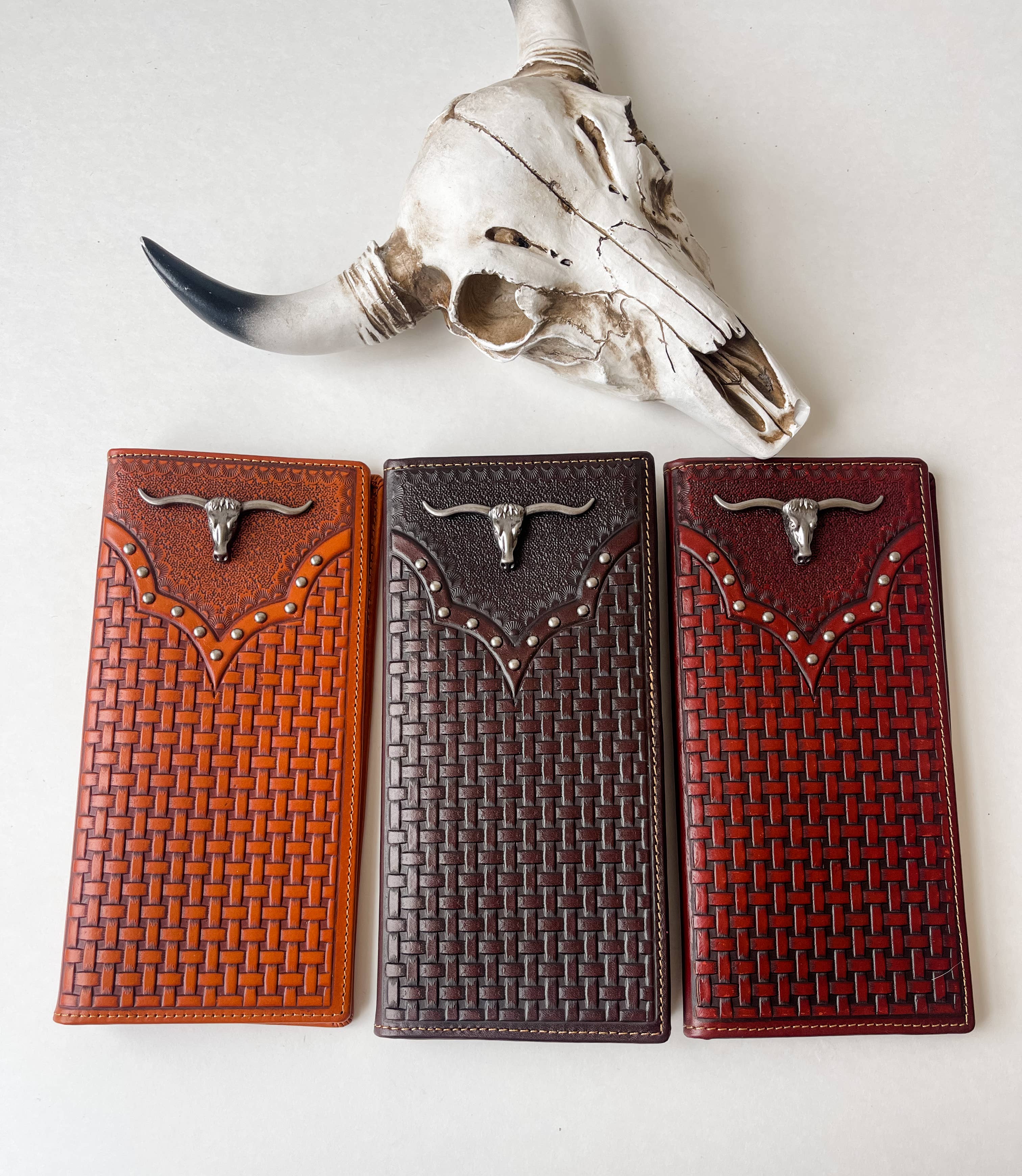 Longhorn Long Wallet Genuine Leather Bi-Fold Wallet