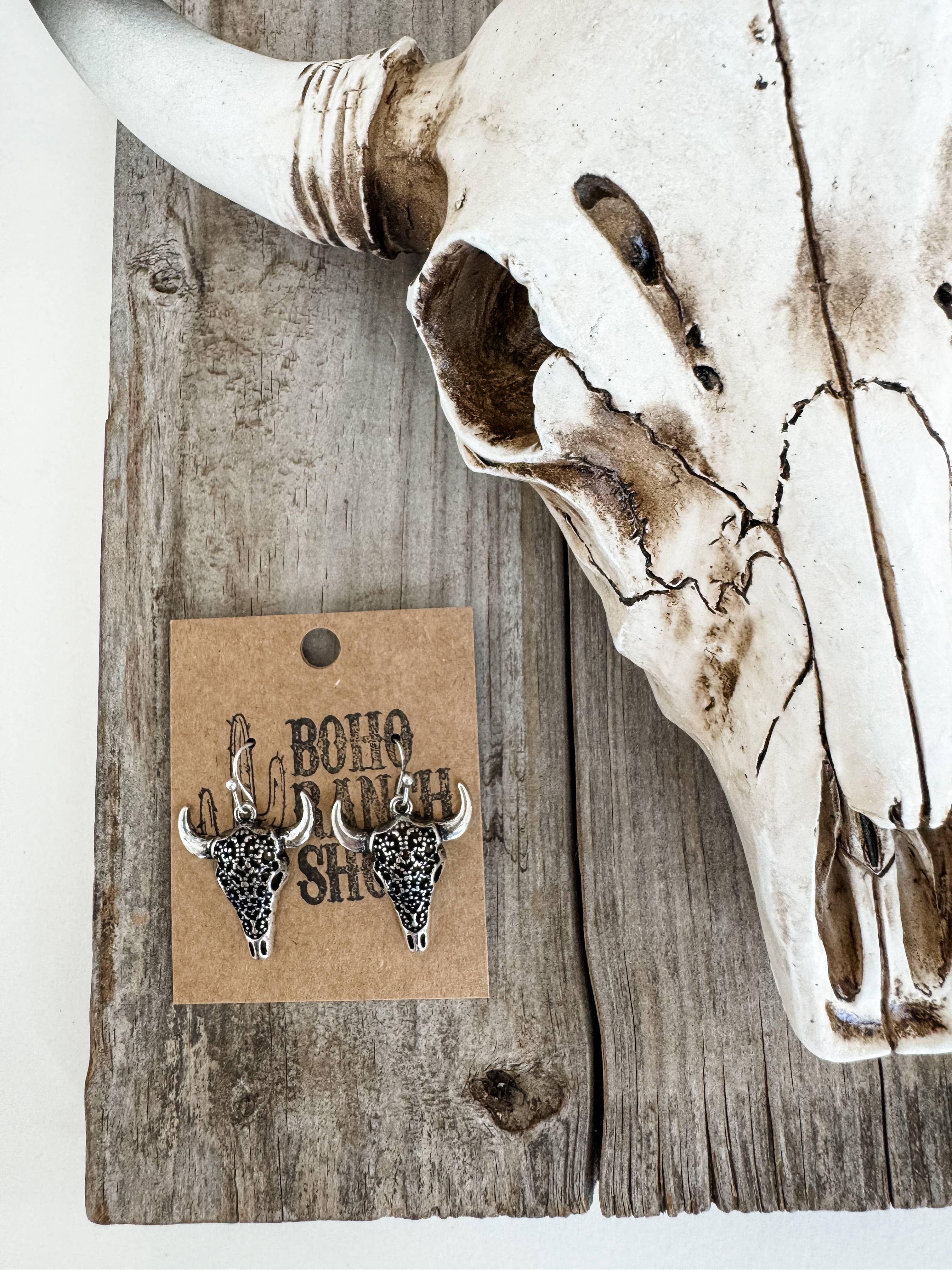 Western Filigree Steer Longhorn Dangle Earrings