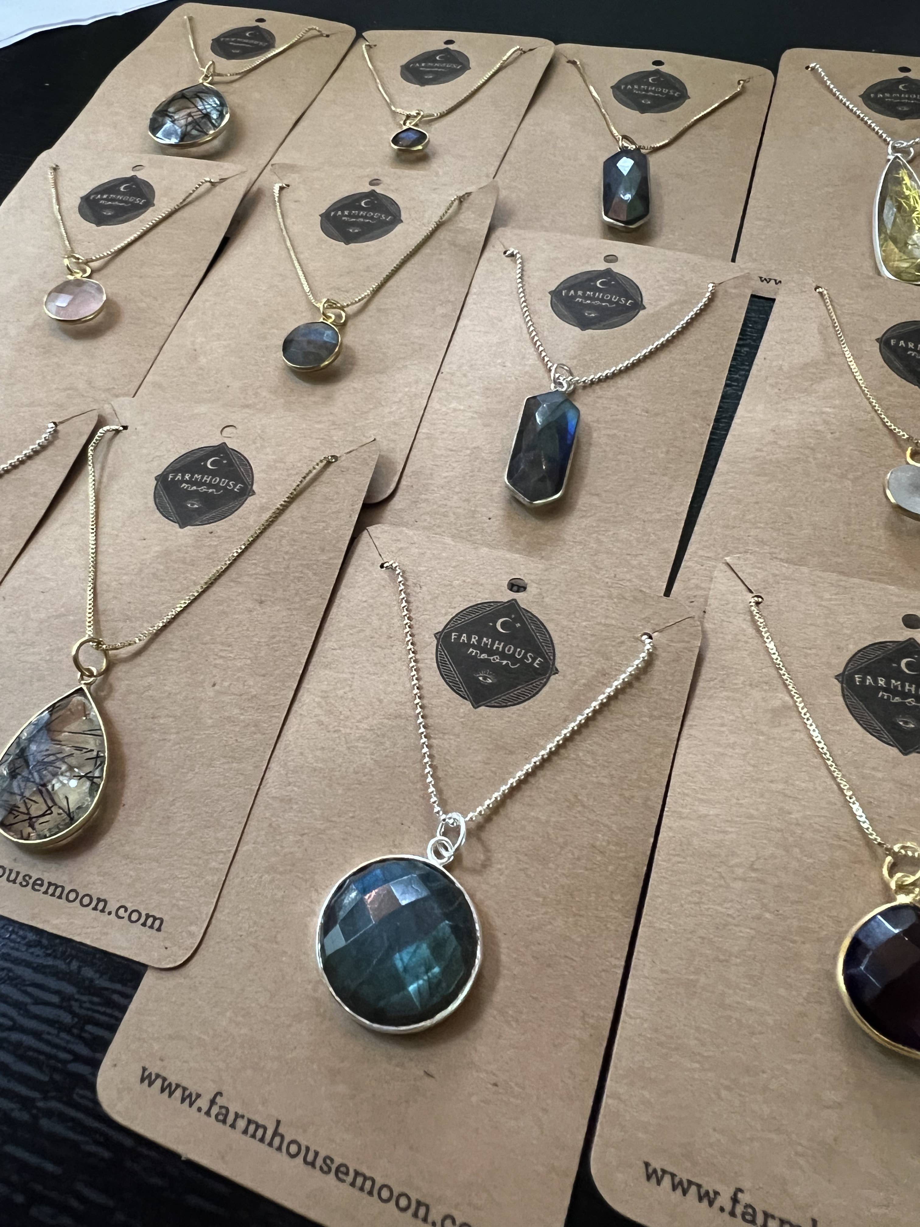 Dendritic Natural Moss Agate Crystal Quartz Pendant Necklace