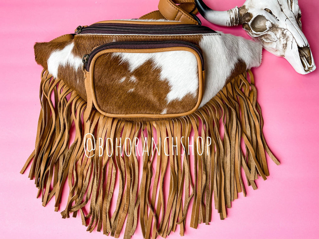Western Hairon Cowhide Fanny Pack - bum sling bag