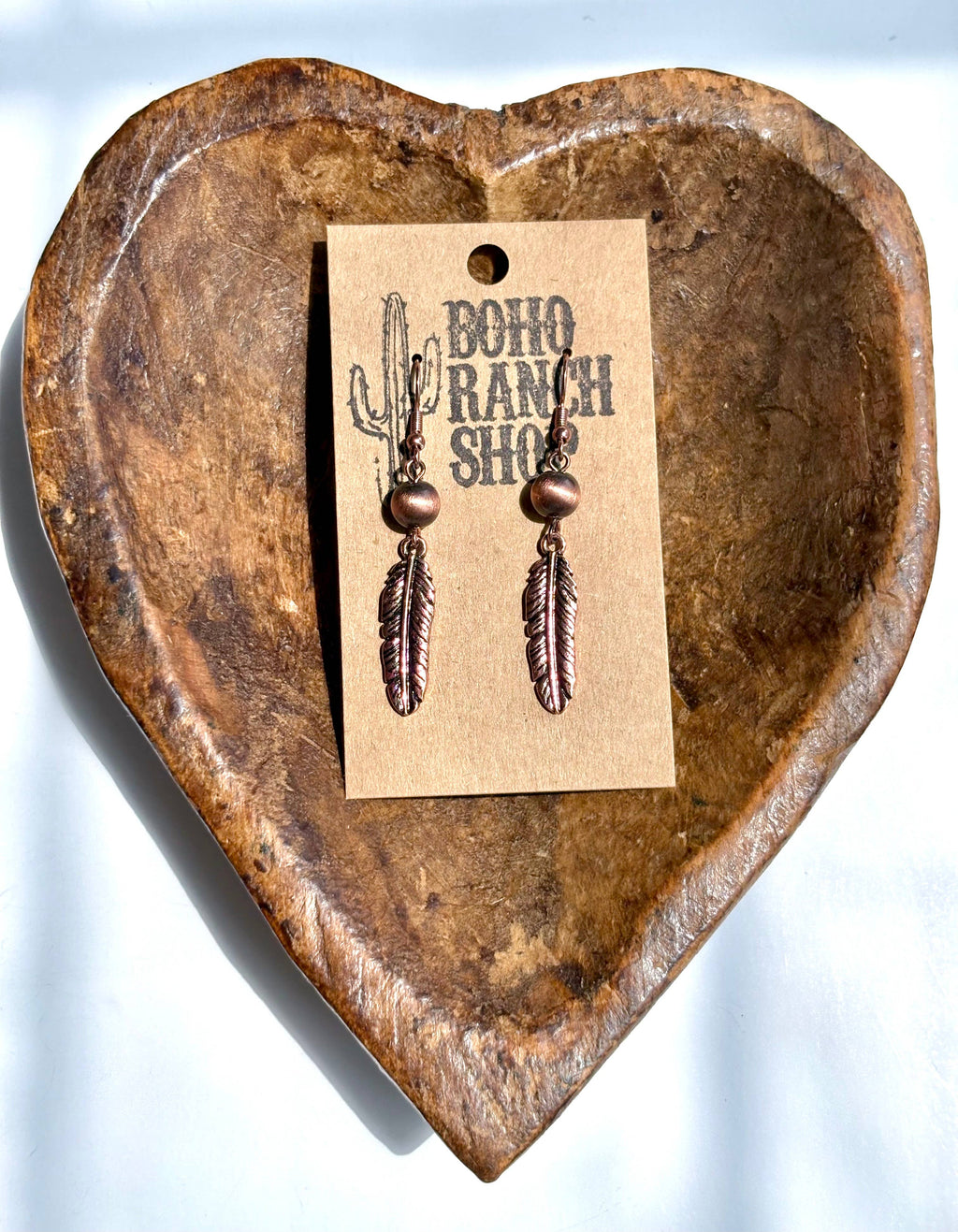 Western Style Navajo Pearl Bead Feather Drop Earrings