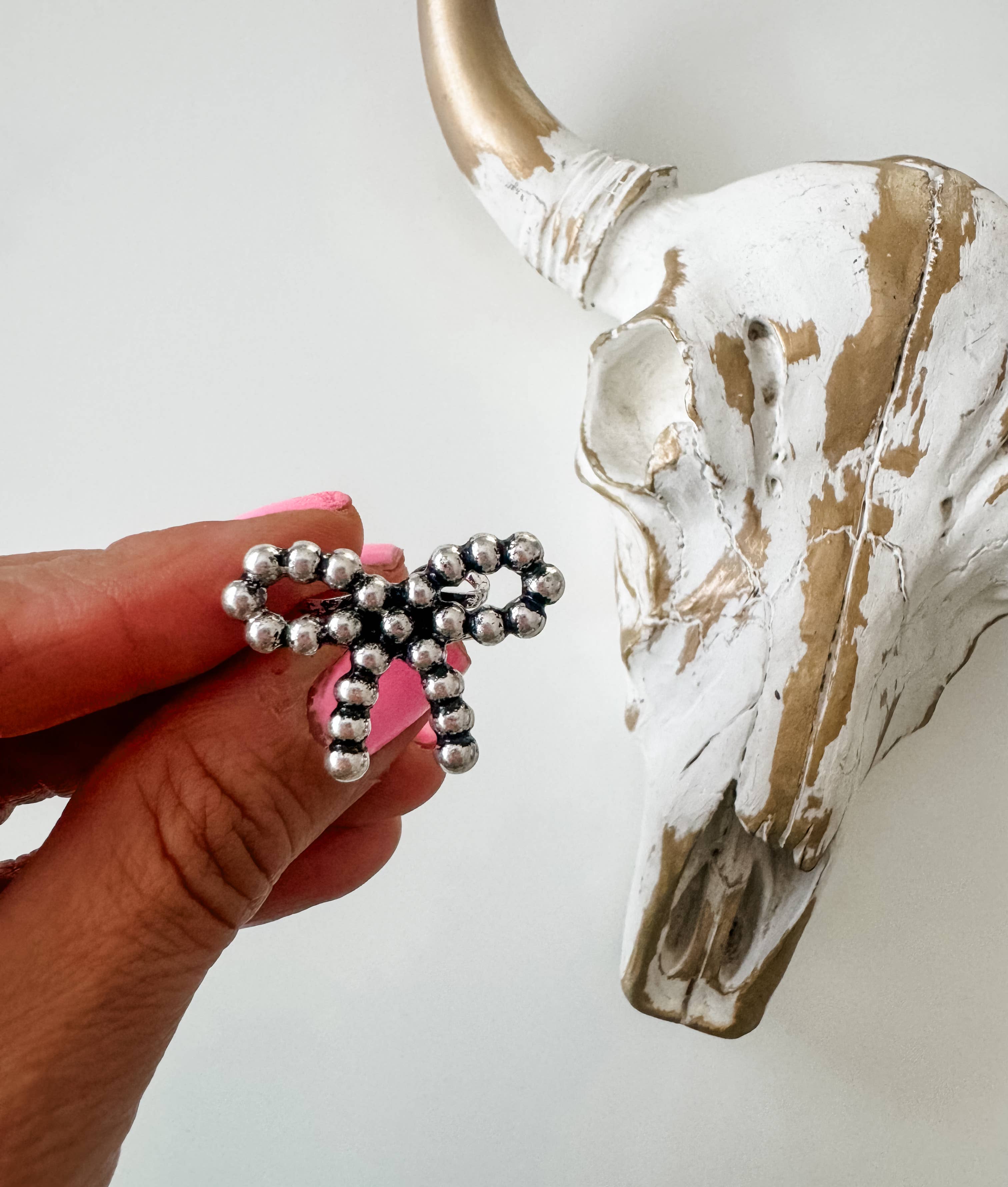 Western Navajo Bead Coquette Bow Cuff Ring