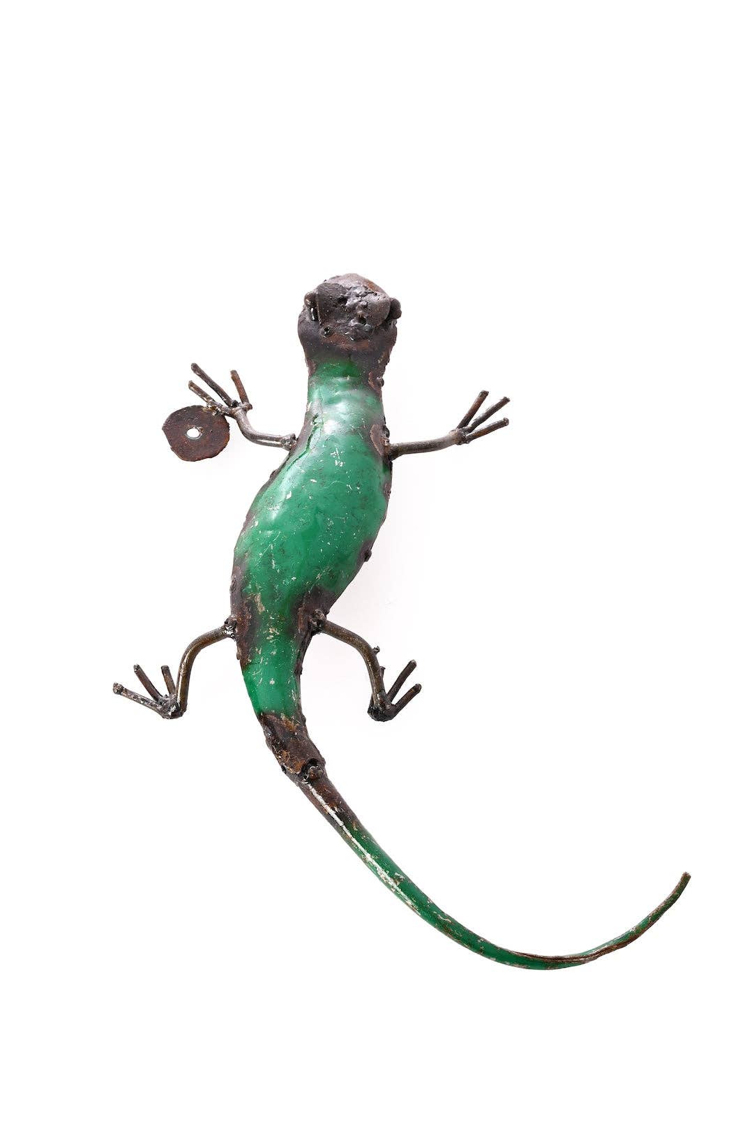 Green Recycled Metal Salamander Sculpture - Garden Gifts